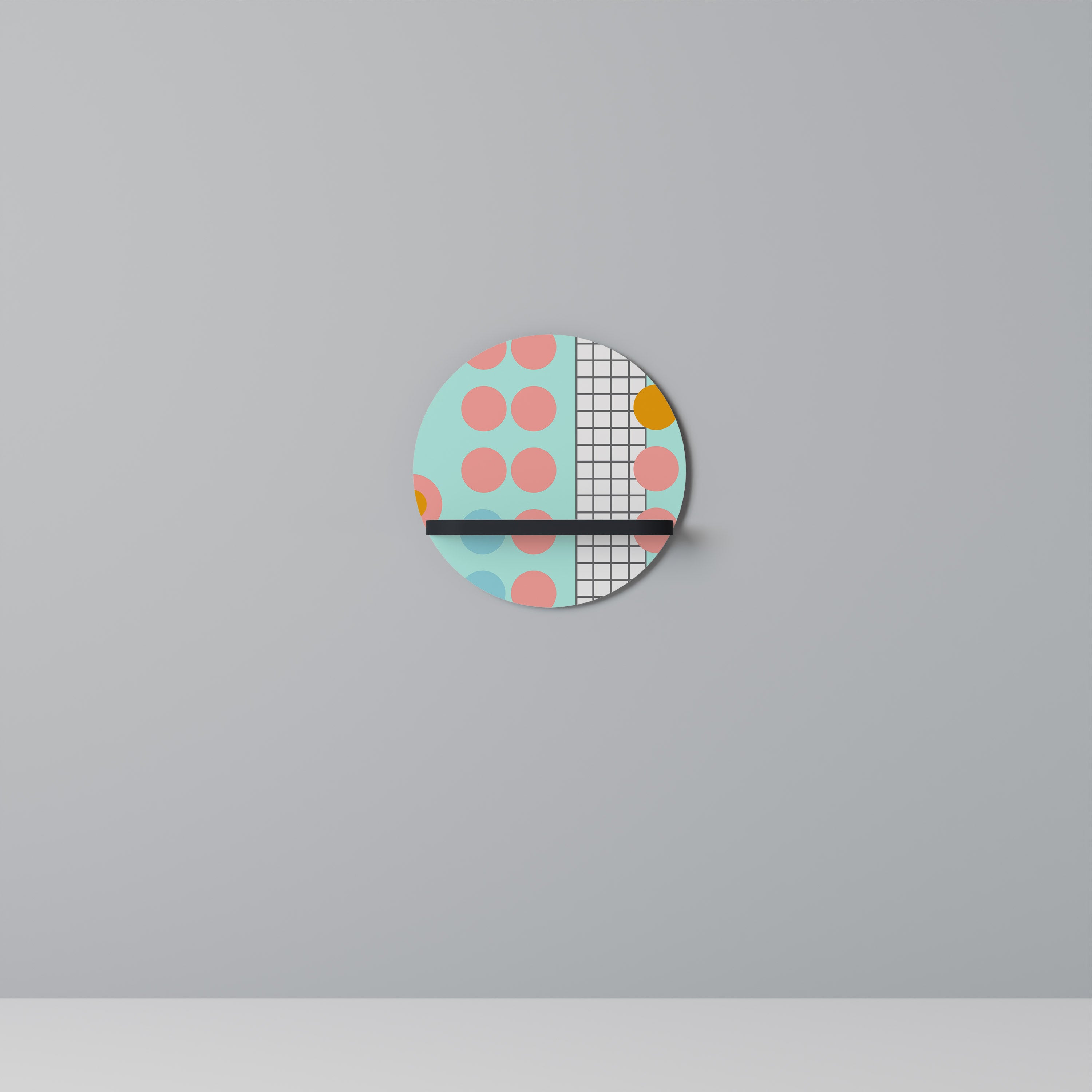 RETRO GRID Półka okrągła Czarna