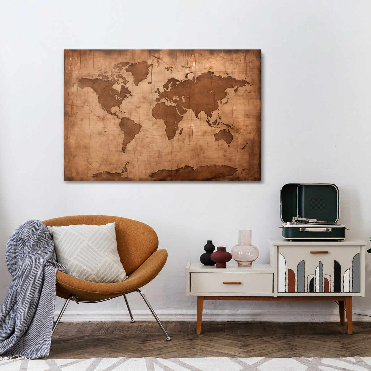 AGED WORLD MAP Poziomy obraz na płótnie