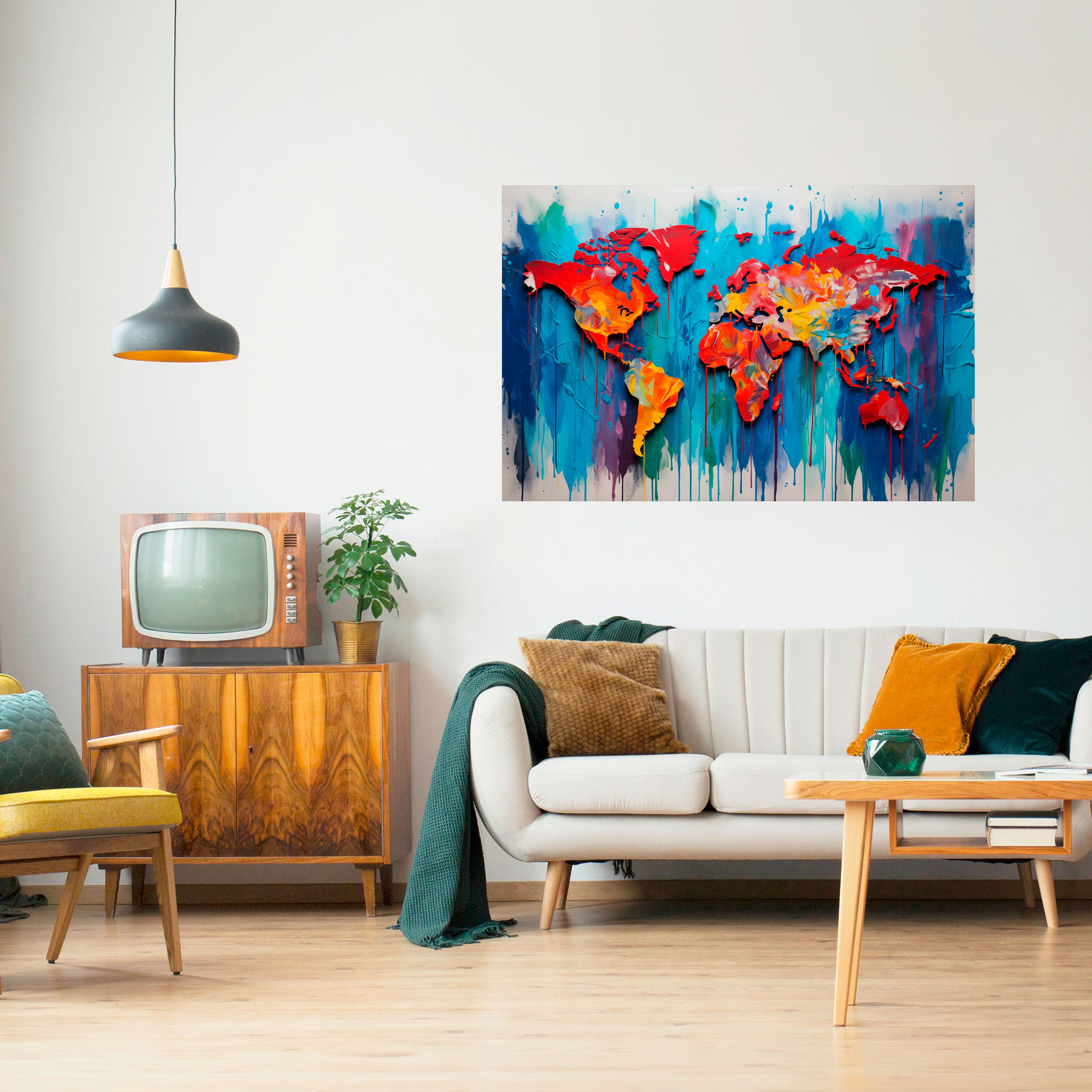 COLORFUL WORLD MAP Naklejka/Plakat poziomy