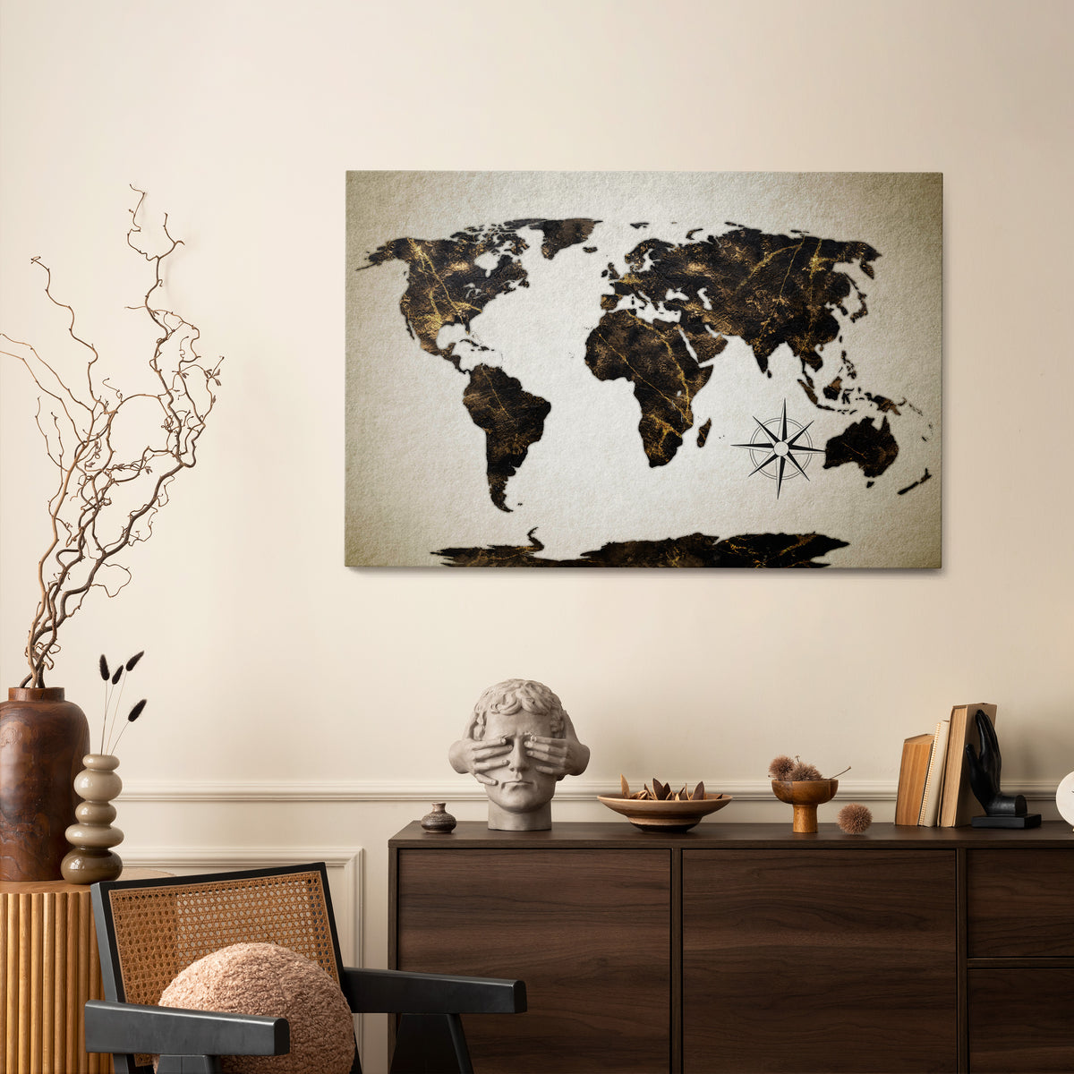 GOLDEN LINES GLOBE Poziomy obraz na płótnie
