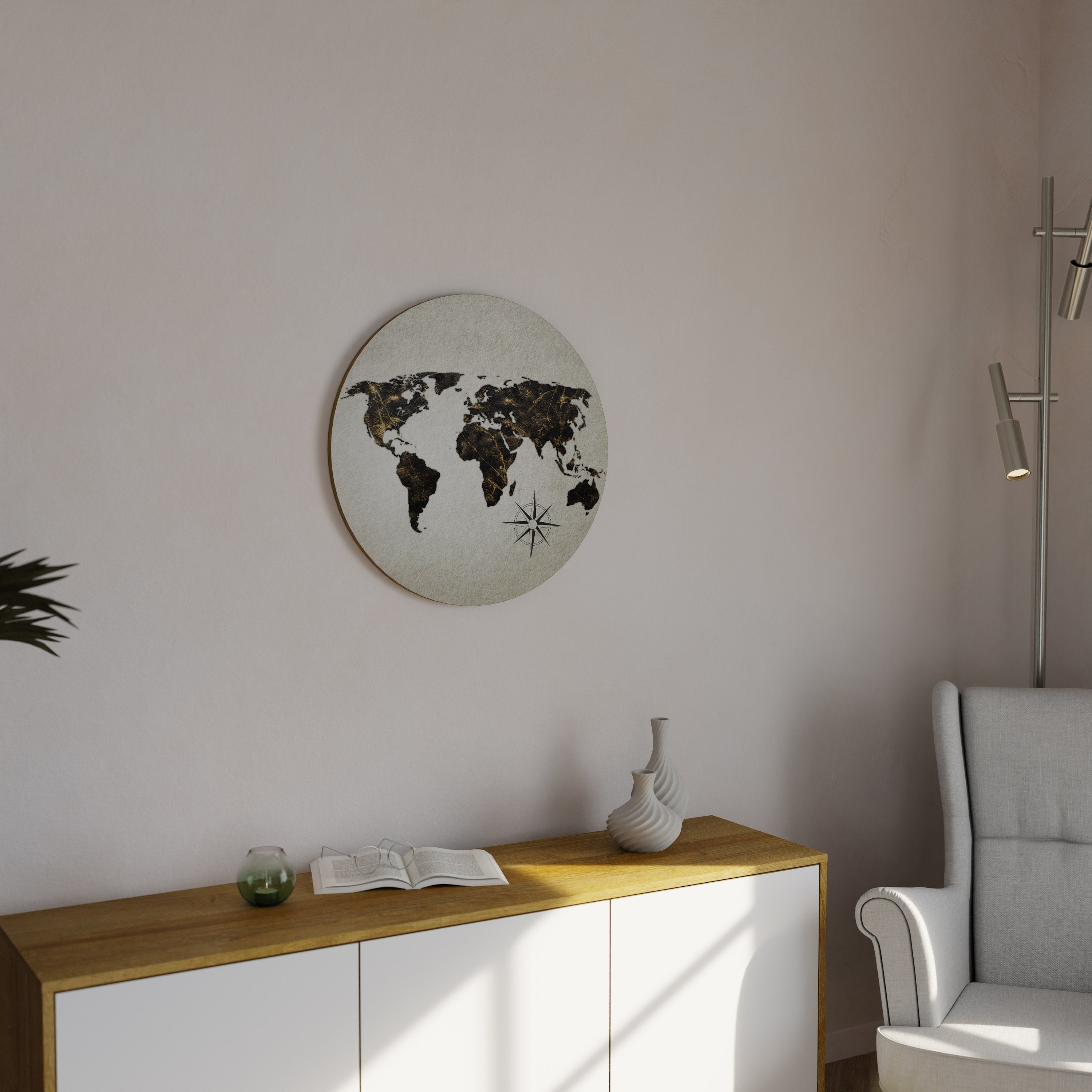 GOLDEN LINES GLOBE Obraz okrągły