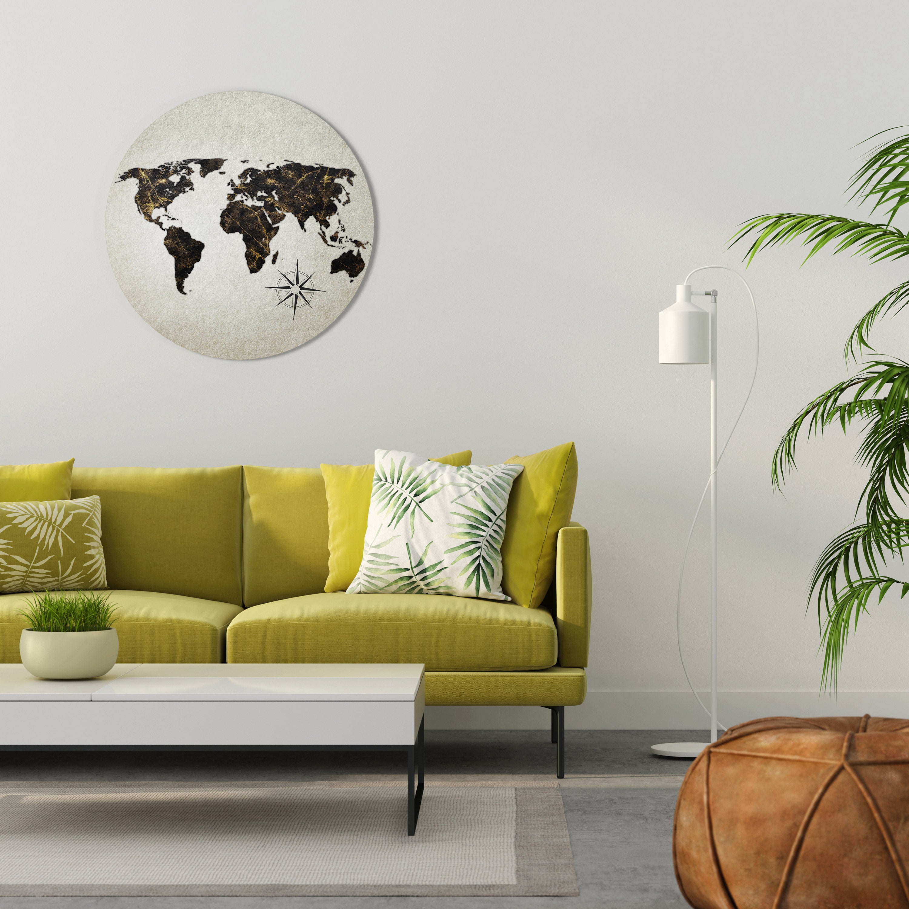 GOLDEN LINES GLOBE Obraz okrągły