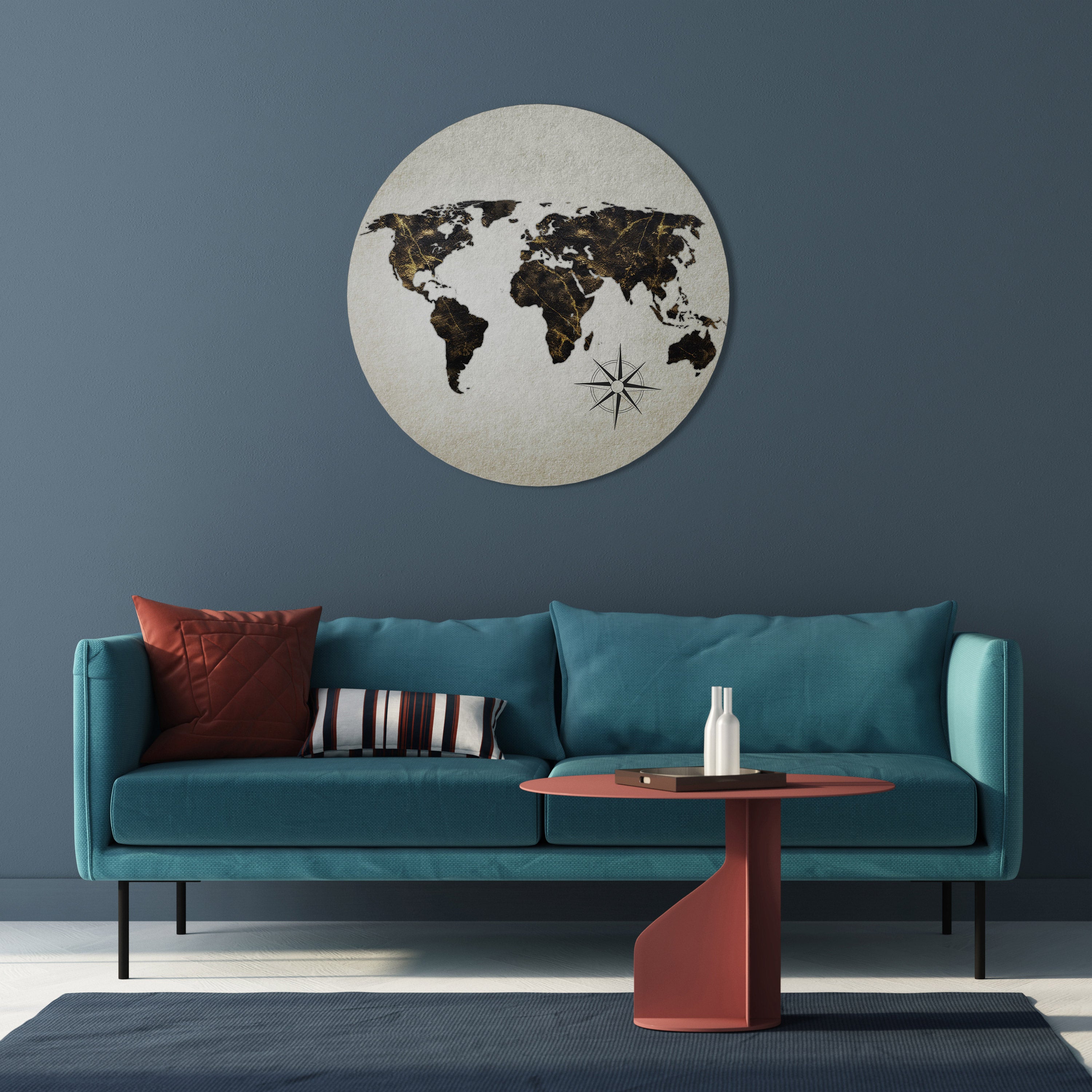 GOLDEN LINES GLOBE Obraz okrągły