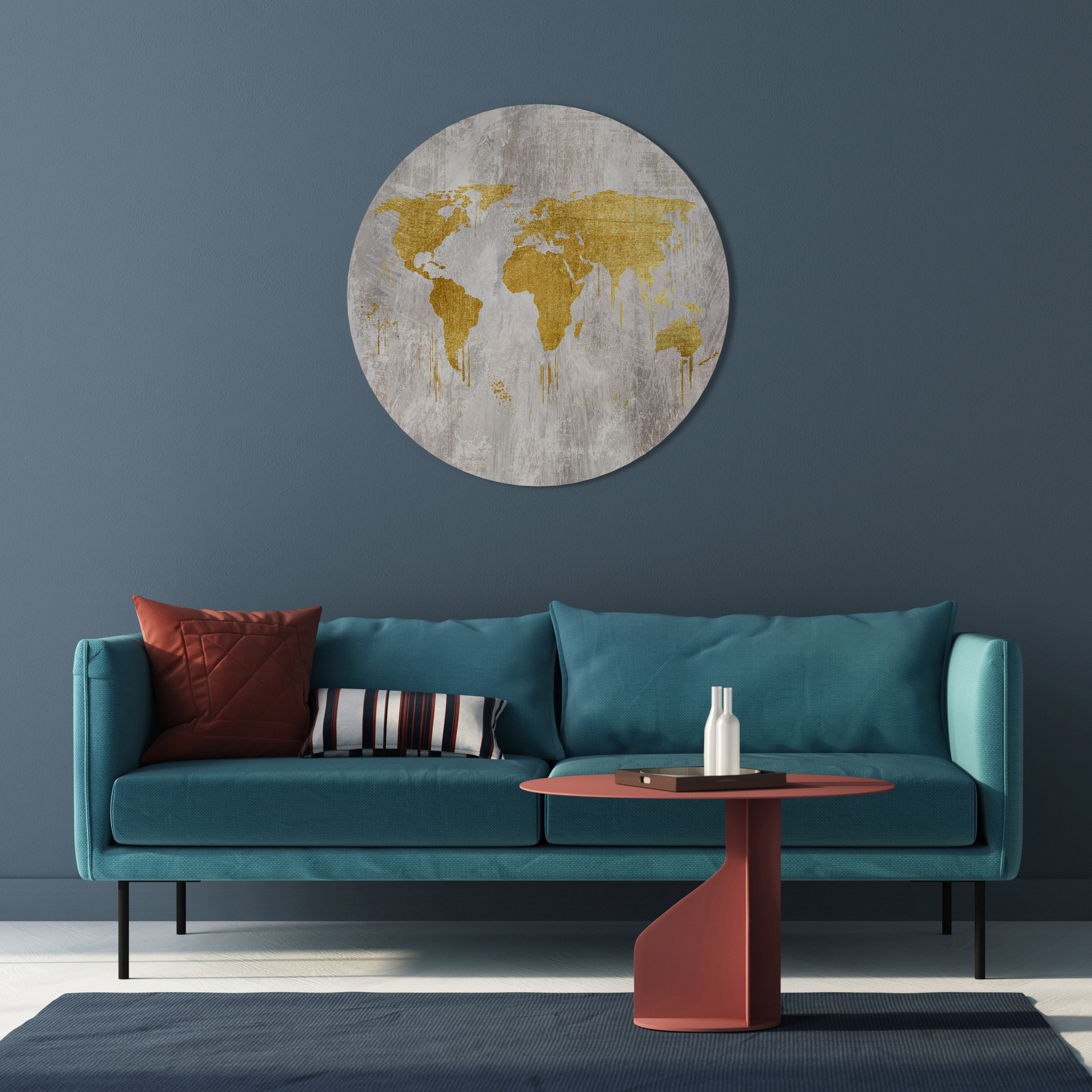 METALLIC WORLDVIEW MAP Obraz okrągły