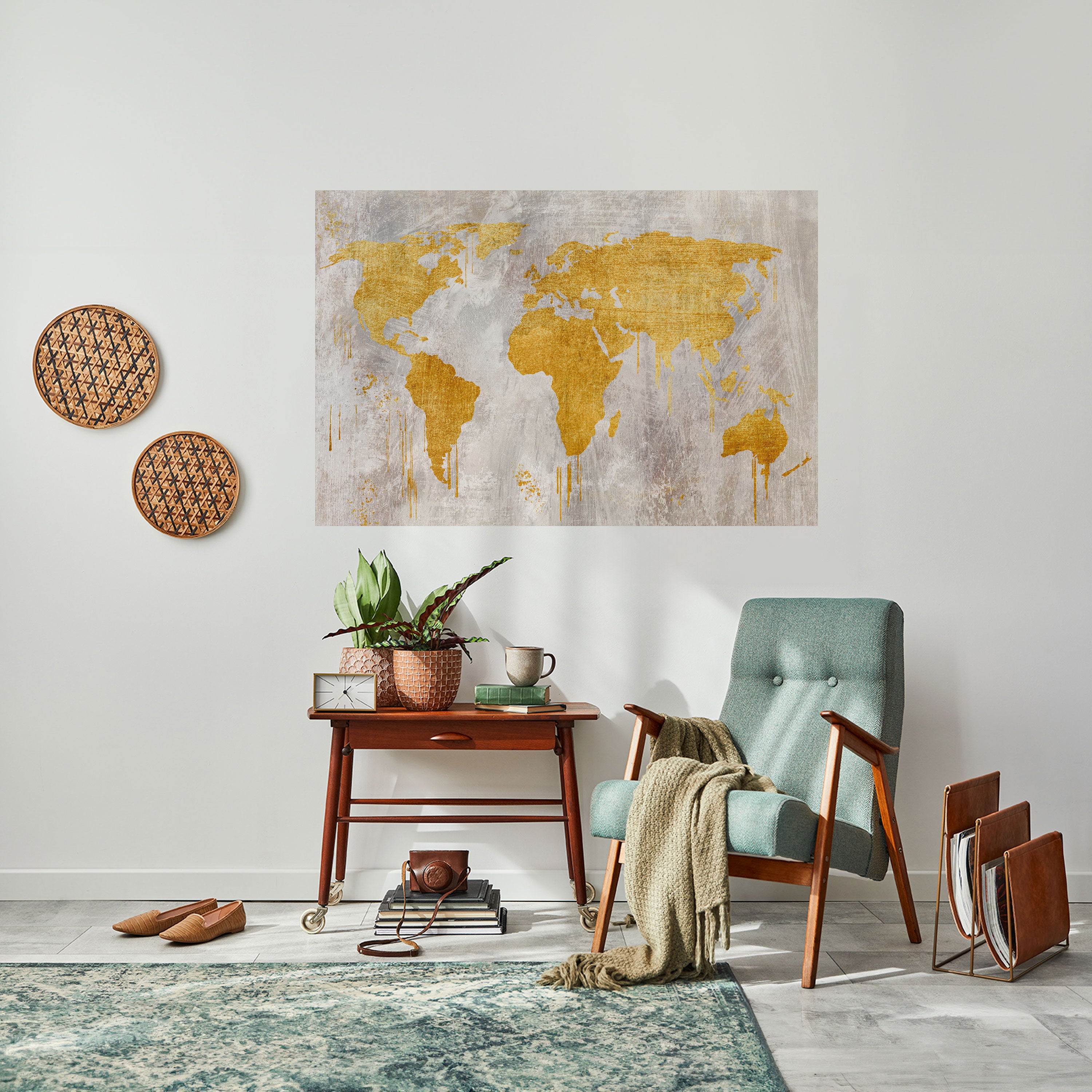 METALLIC WORLDVIEW MAP Naklejka/Plakat poziomy