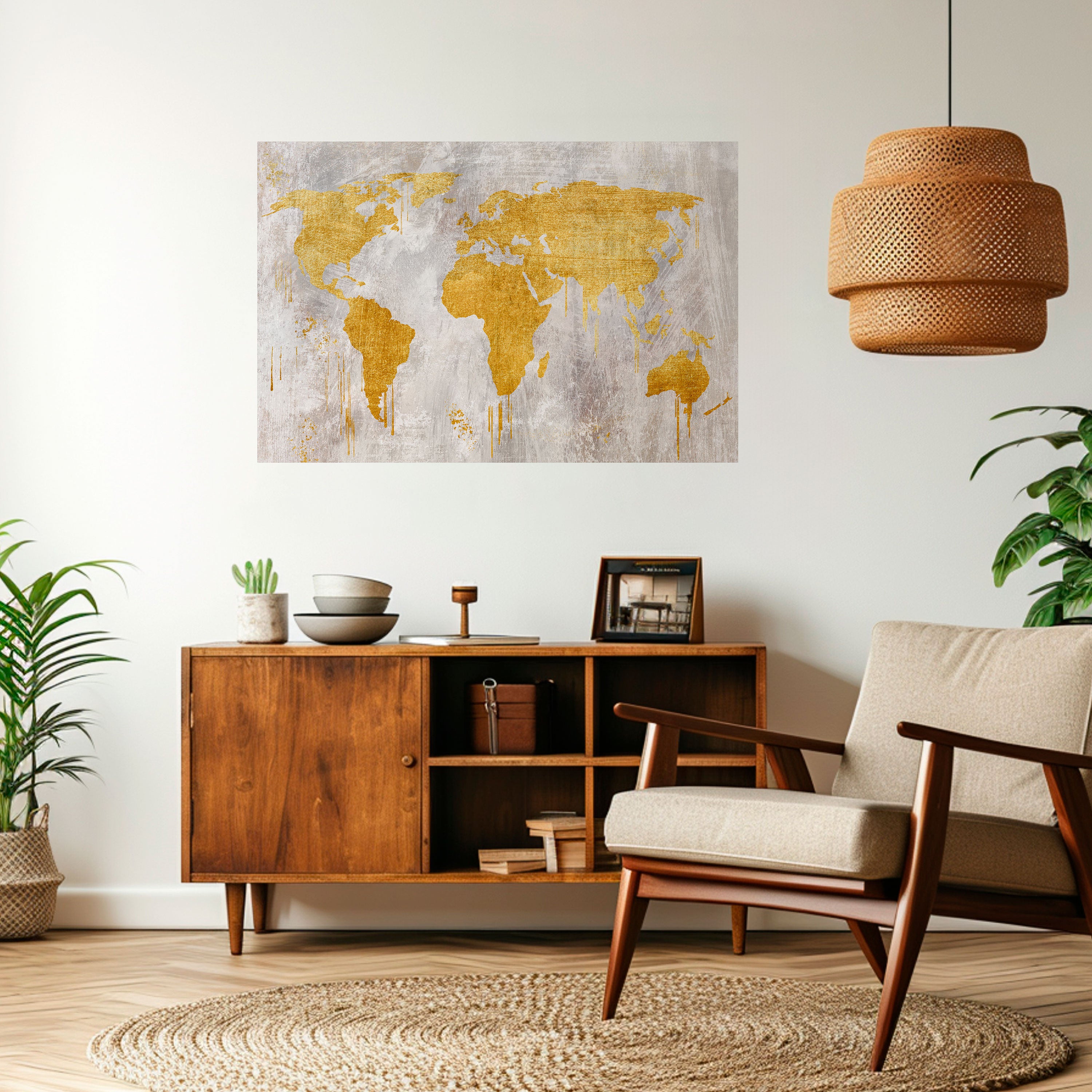 METALLIC WORLDVIEW MAP Naklejka/Plakat poziomy