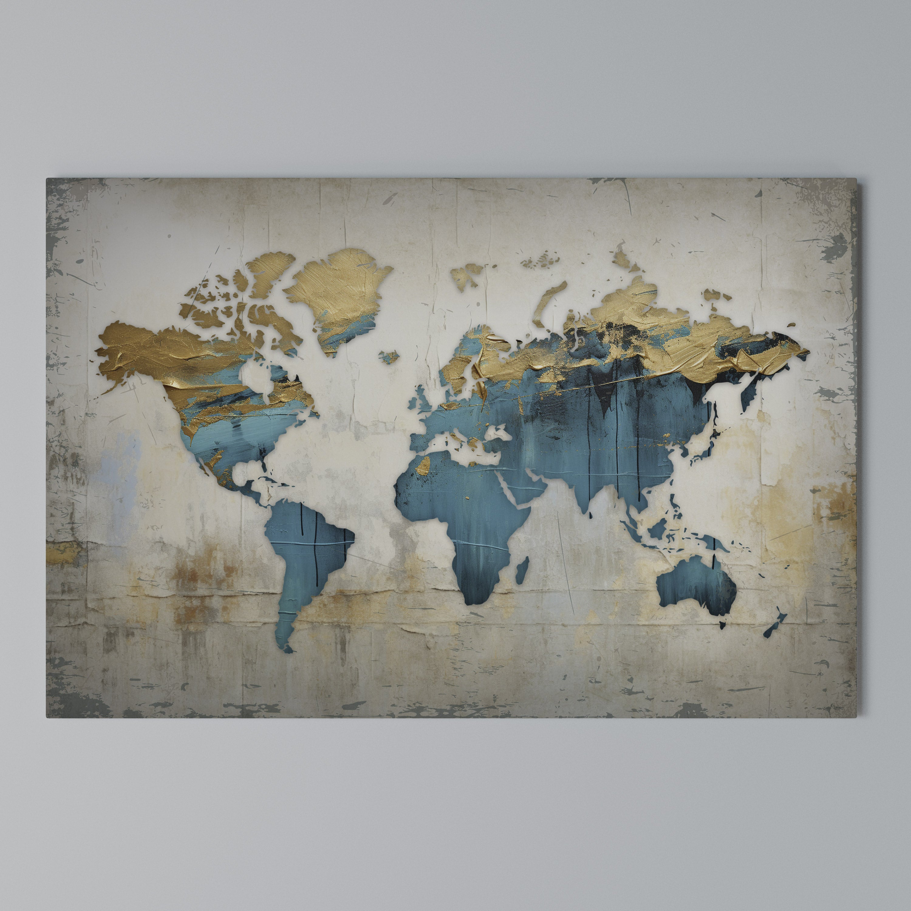 AZURE GILDED MAP Poziomy obraz na płótnie