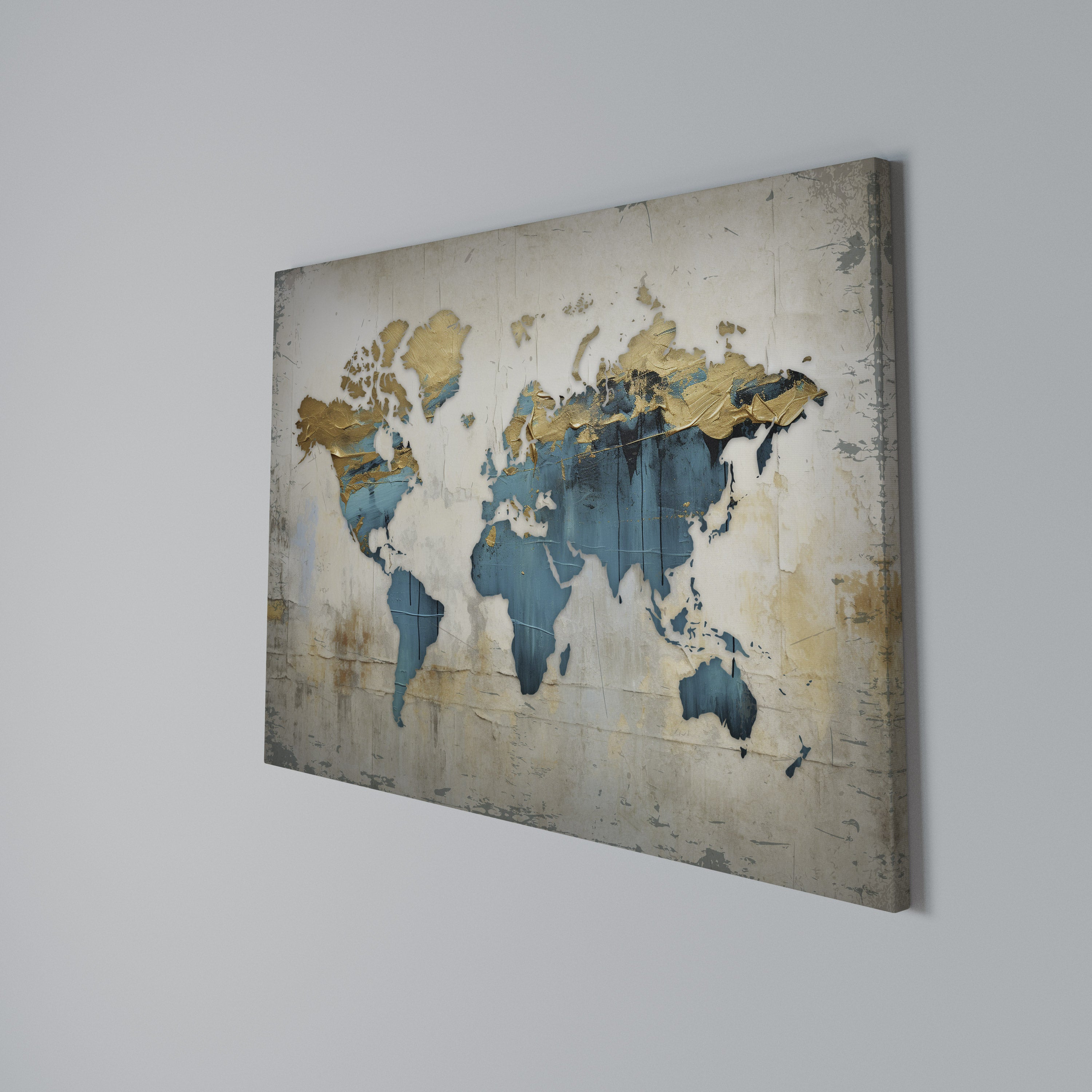 AZURE GILDED MAP Poziomy obraz na płótnie