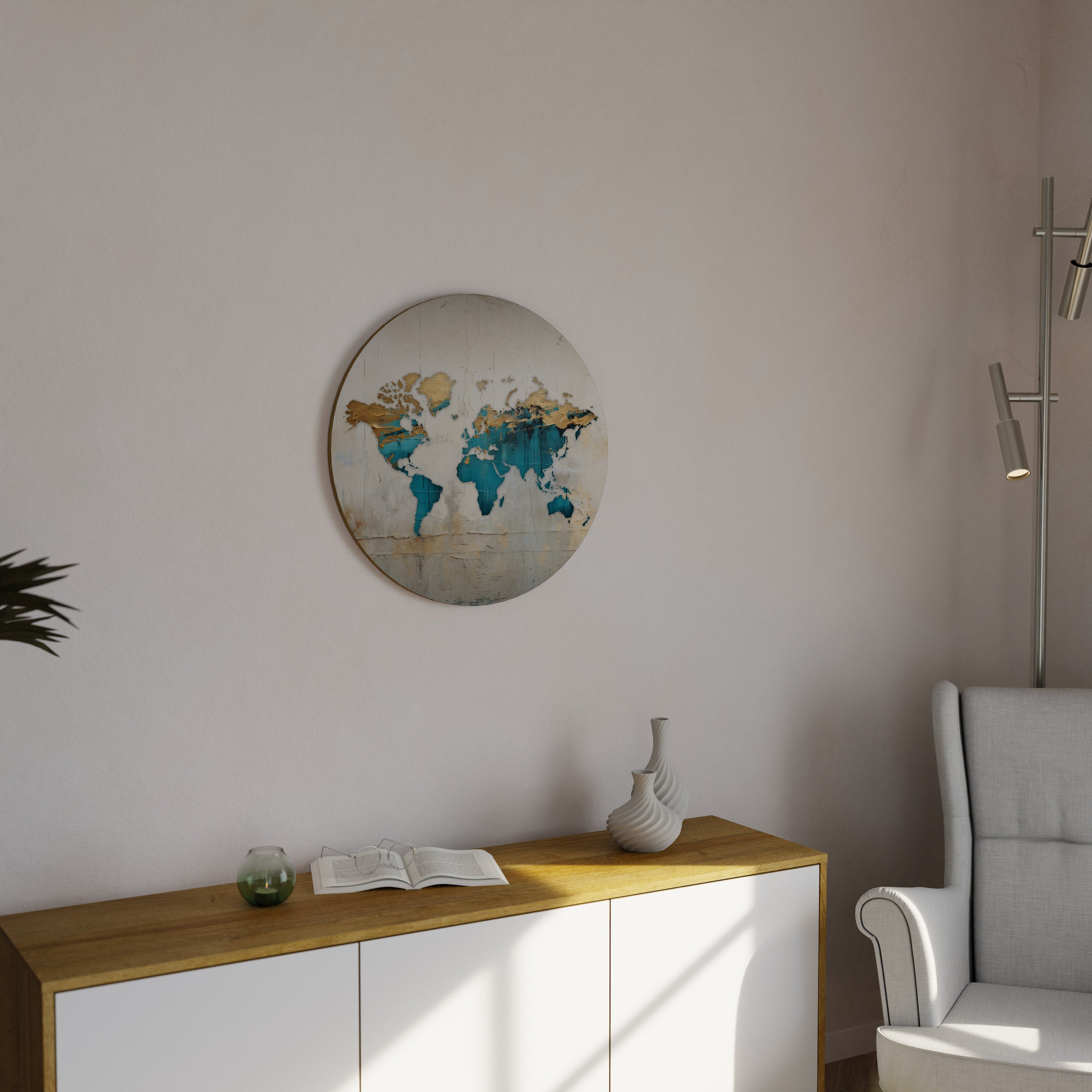 AZURE GILDED MAP Obraz okrągły