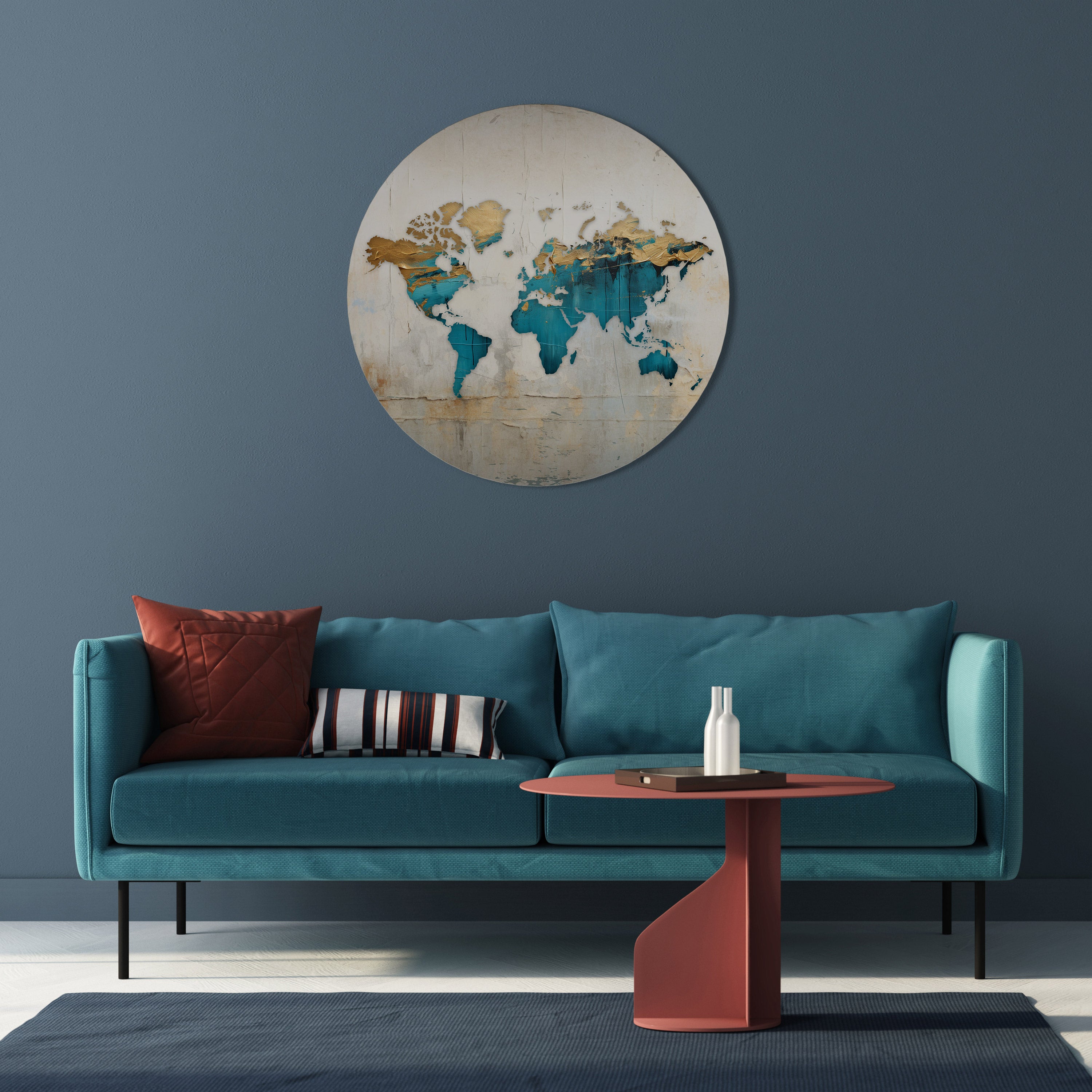 AZURE GILDED MAP Obraz okrągły