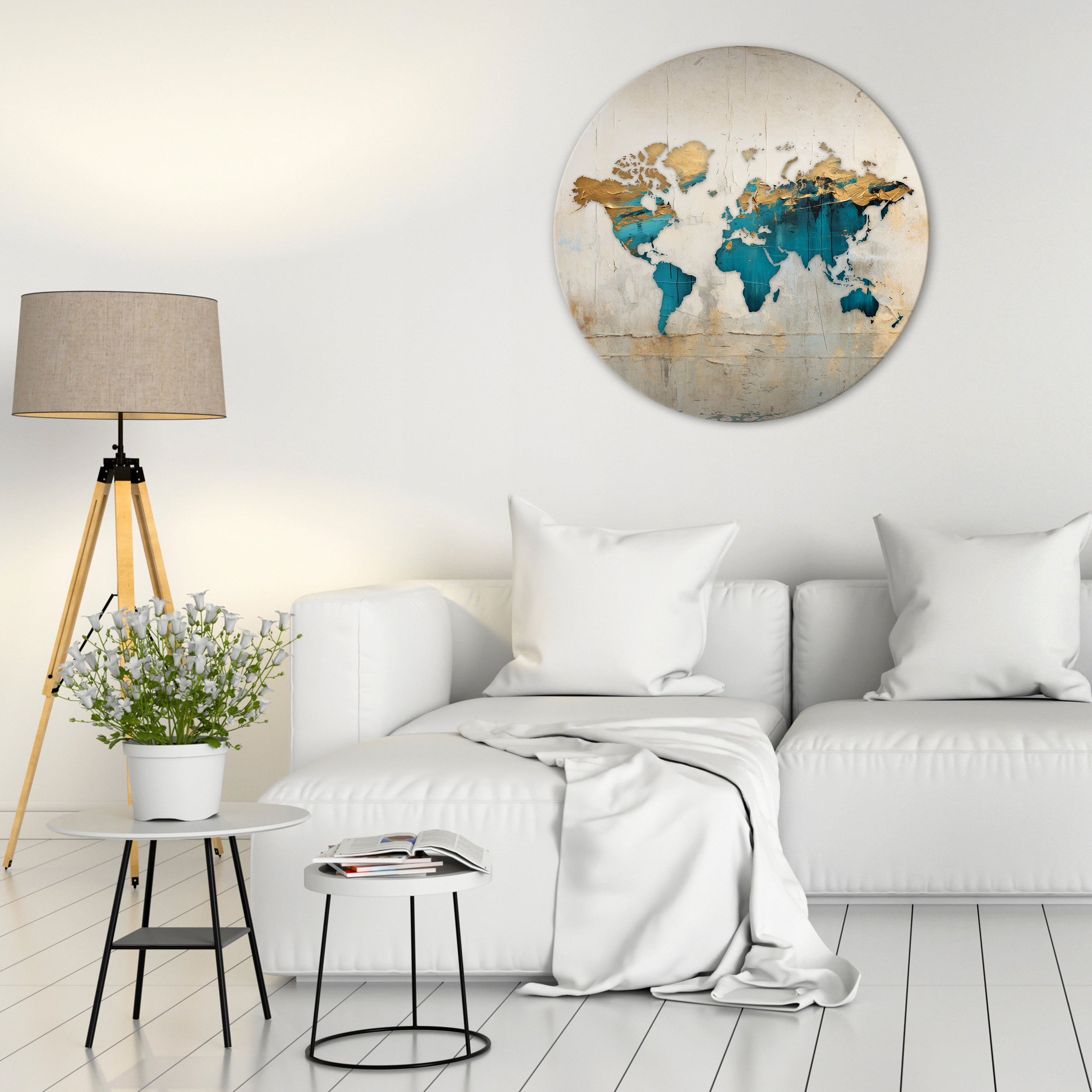 AZURE GILDED MAP Obraz okrągły