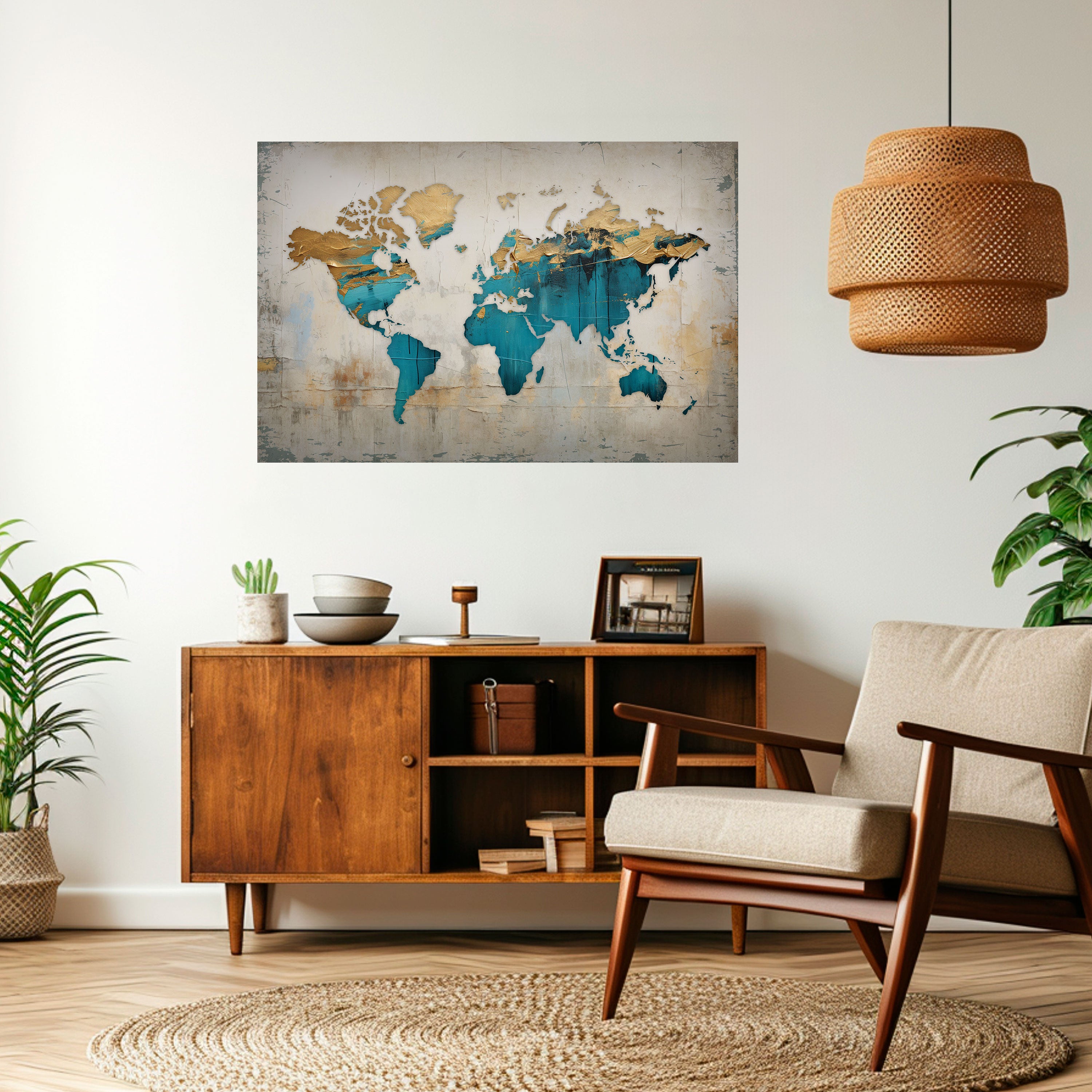 AZURE GILDED MAP Naklejka/Plakat poziomy