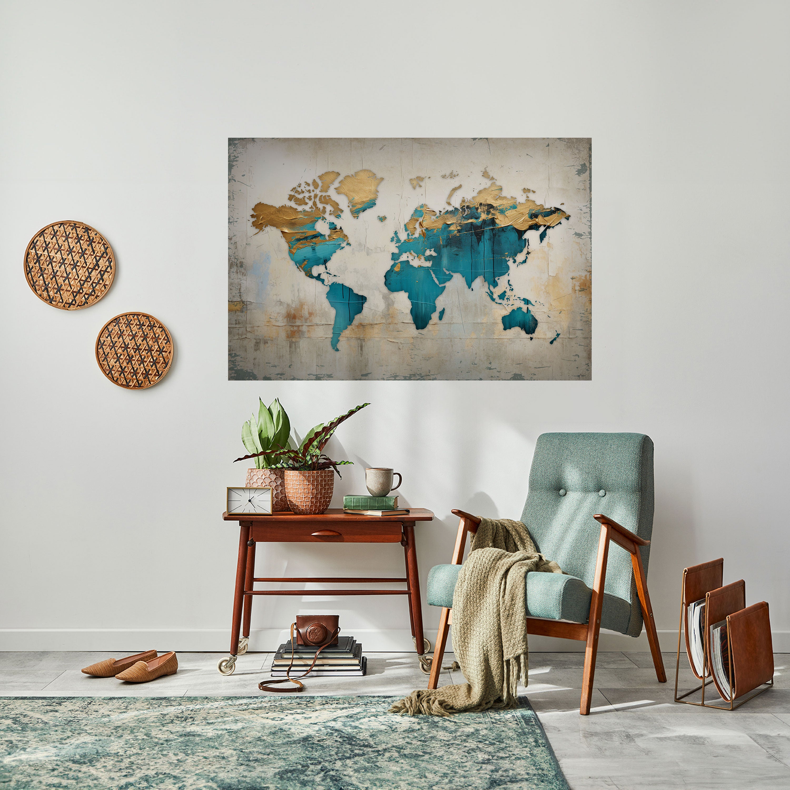 AZURE GILDED MAP Naklejka/Plakat poziomy