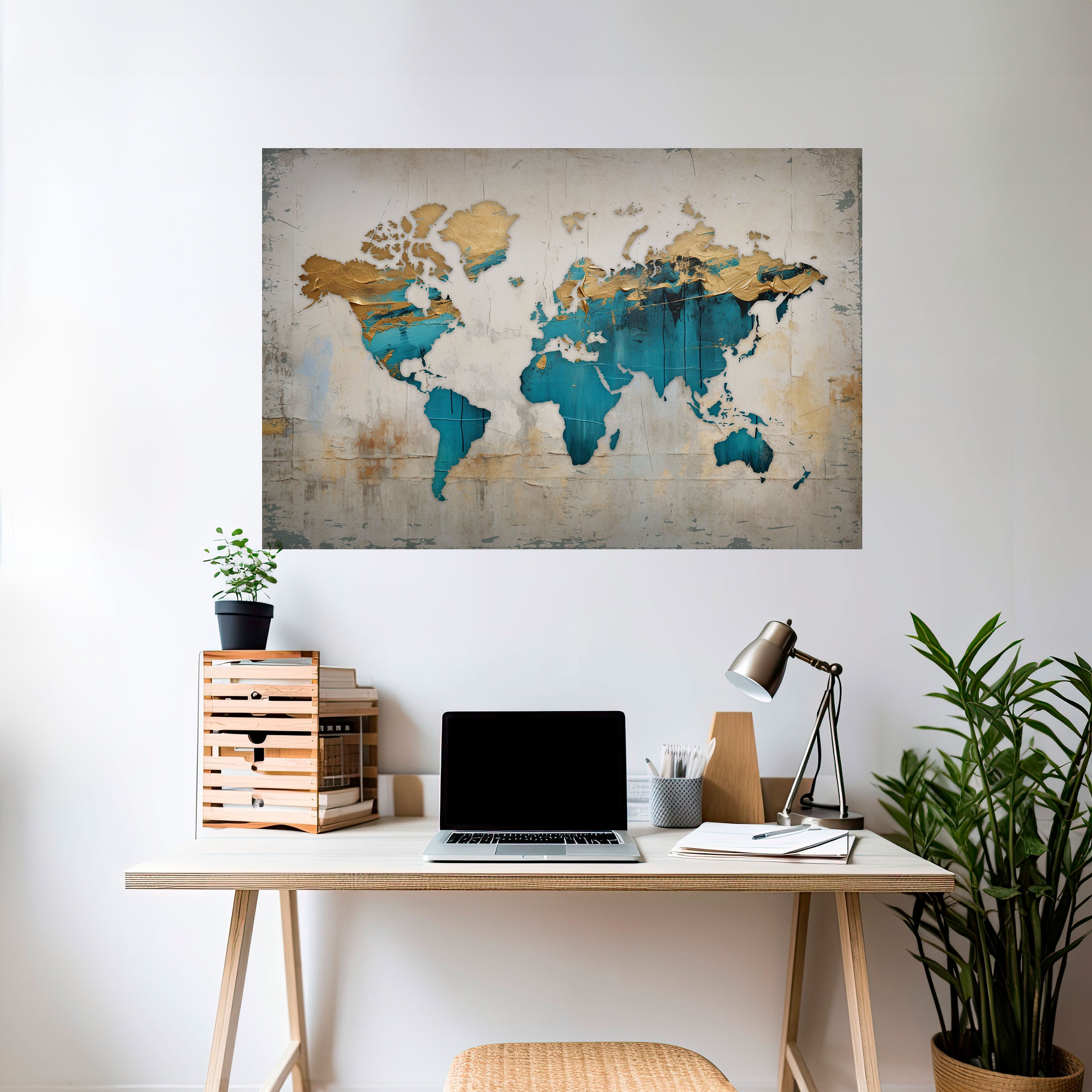 AZURE GILDED MAP Naklejka/Plakat poziomy