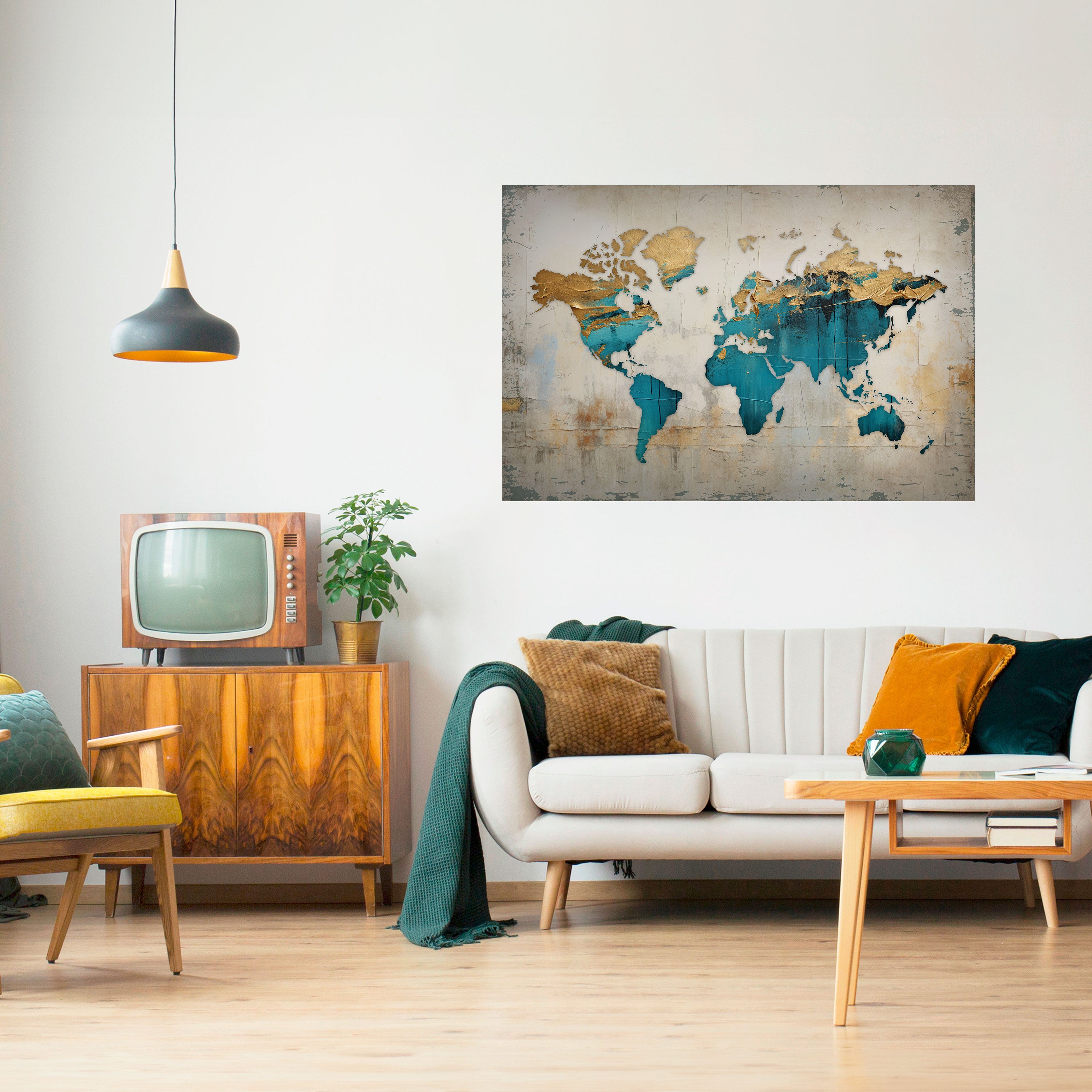 AZURE GILDED MAP Naklejka/Plakat poziomy