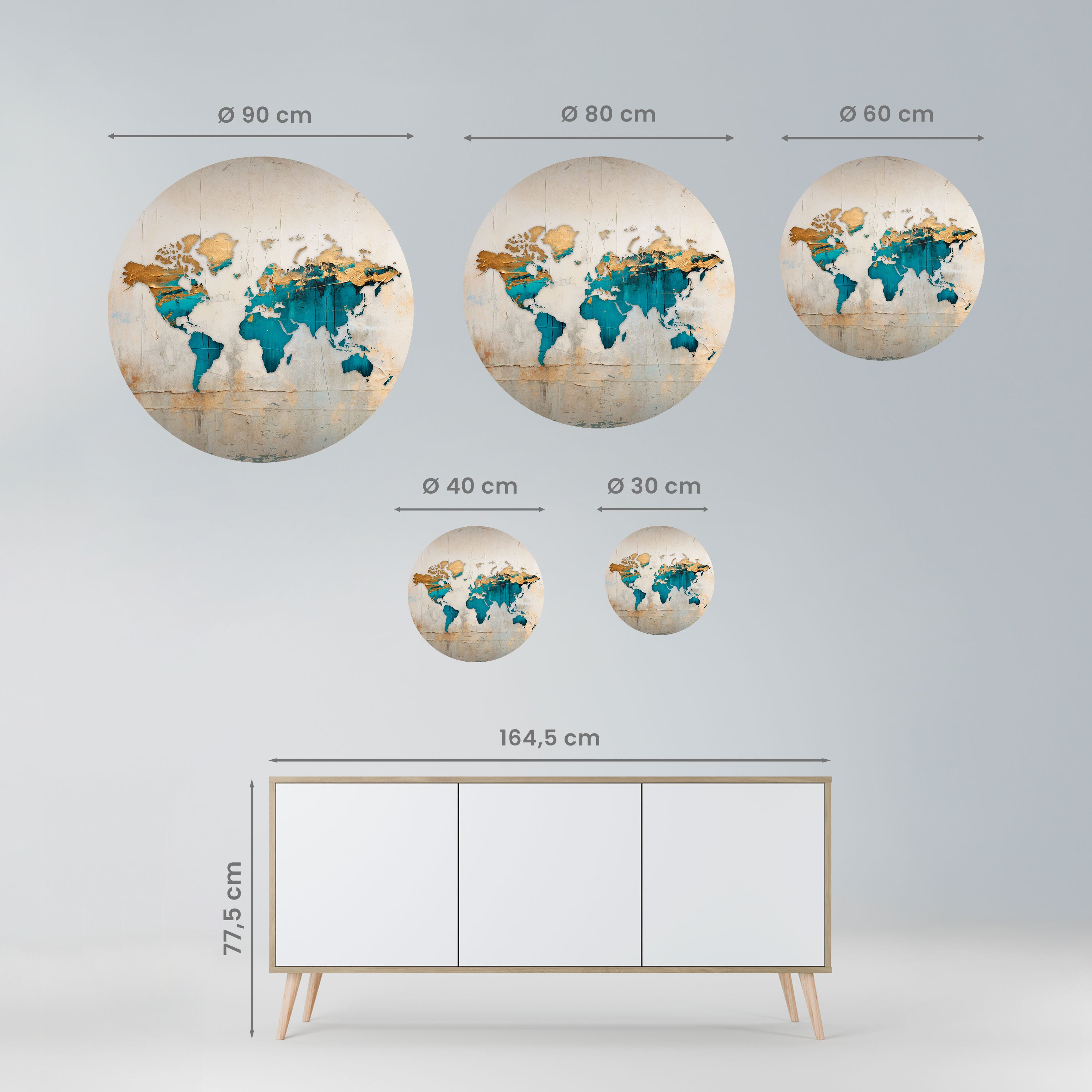 AZURE GILDED MAP Naklejka okrągła