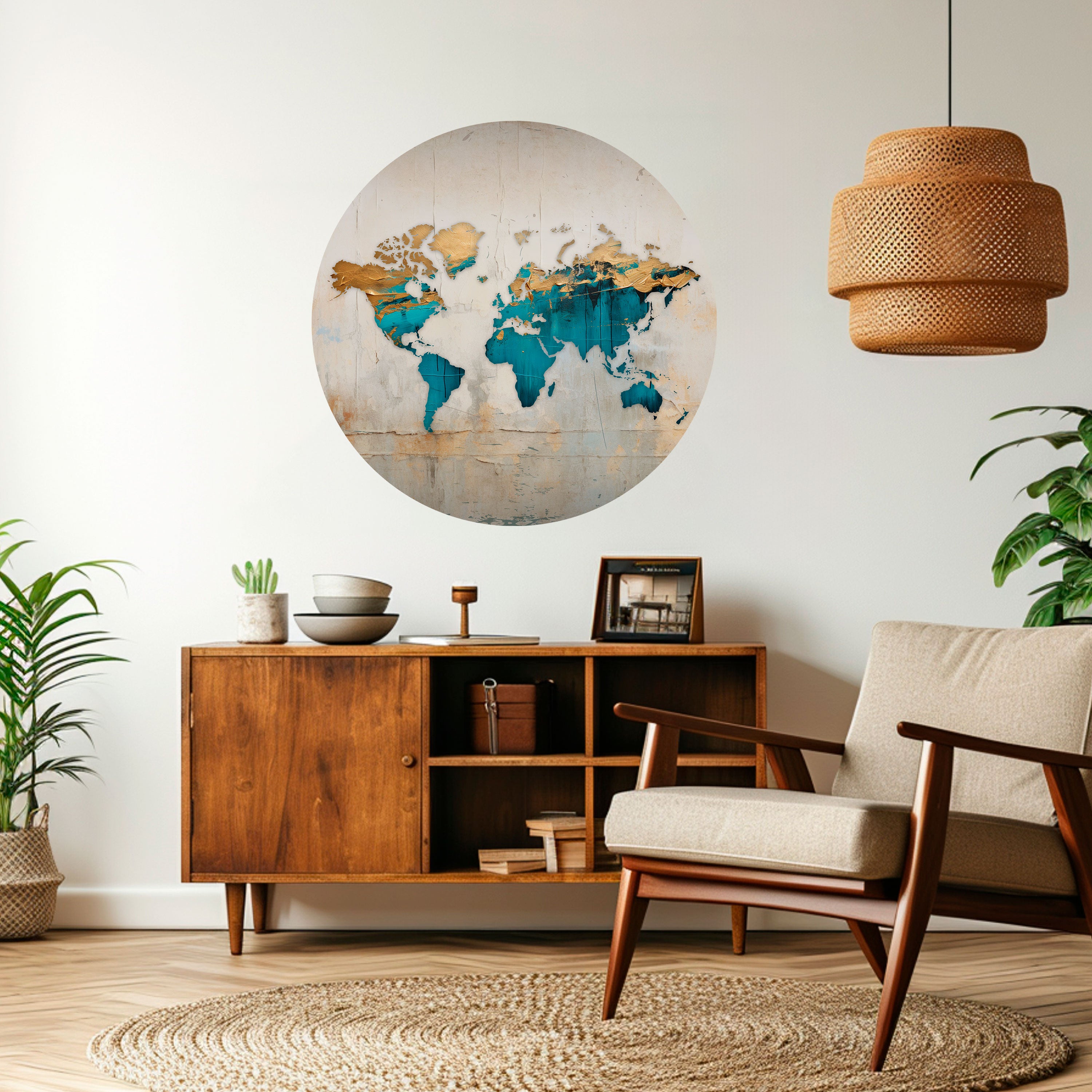 AZURE GILDED MAP Naklejka okrągła