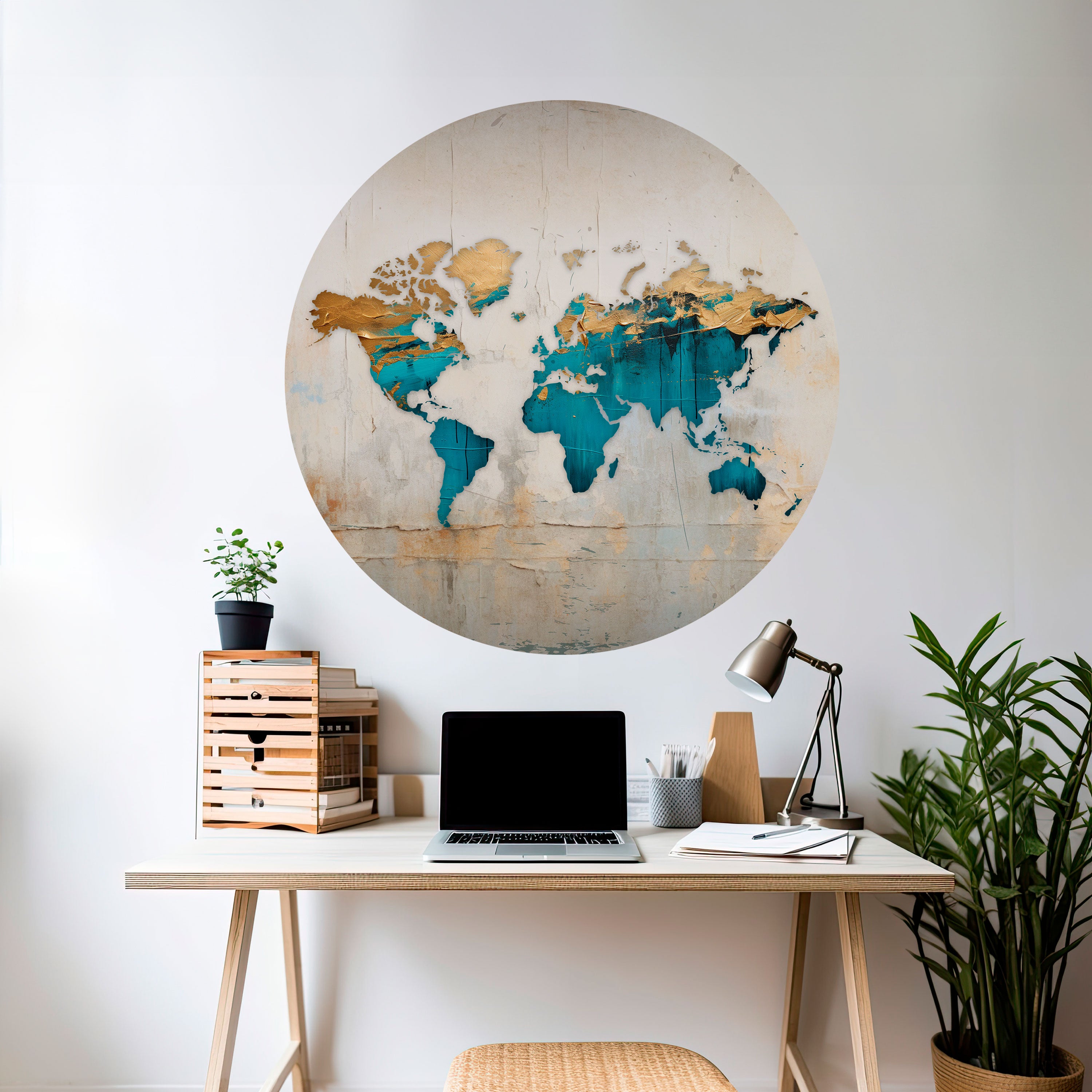 AZURE GILDED MAP Naklejka okrągła