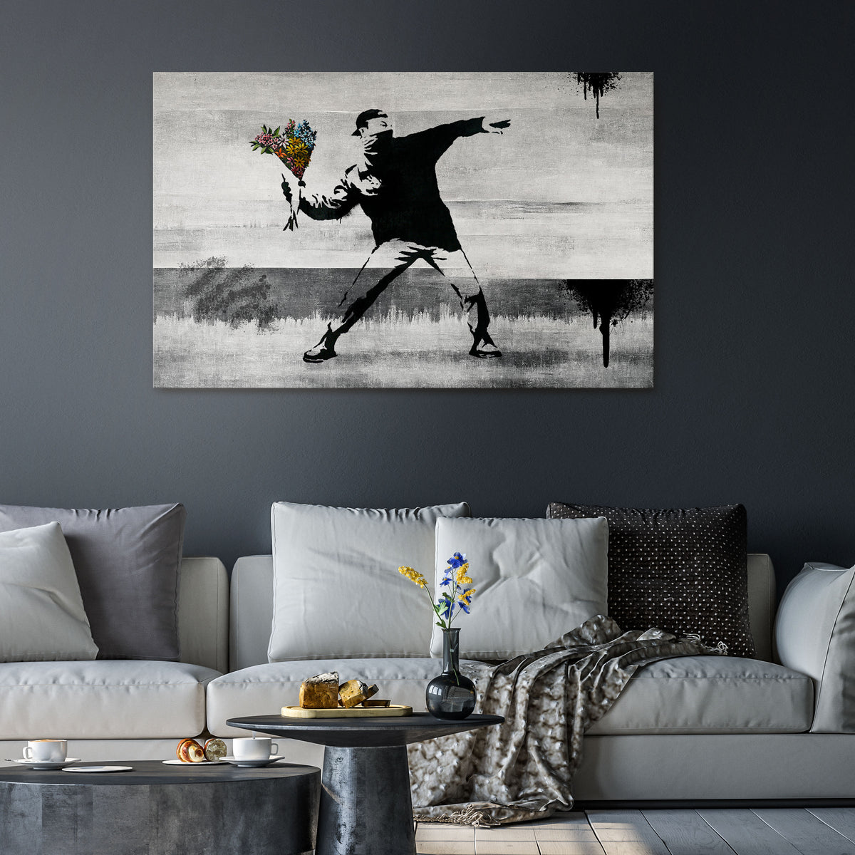 FLOWER BOMBER (BANKSY) Poziomy obraz na płótnie
