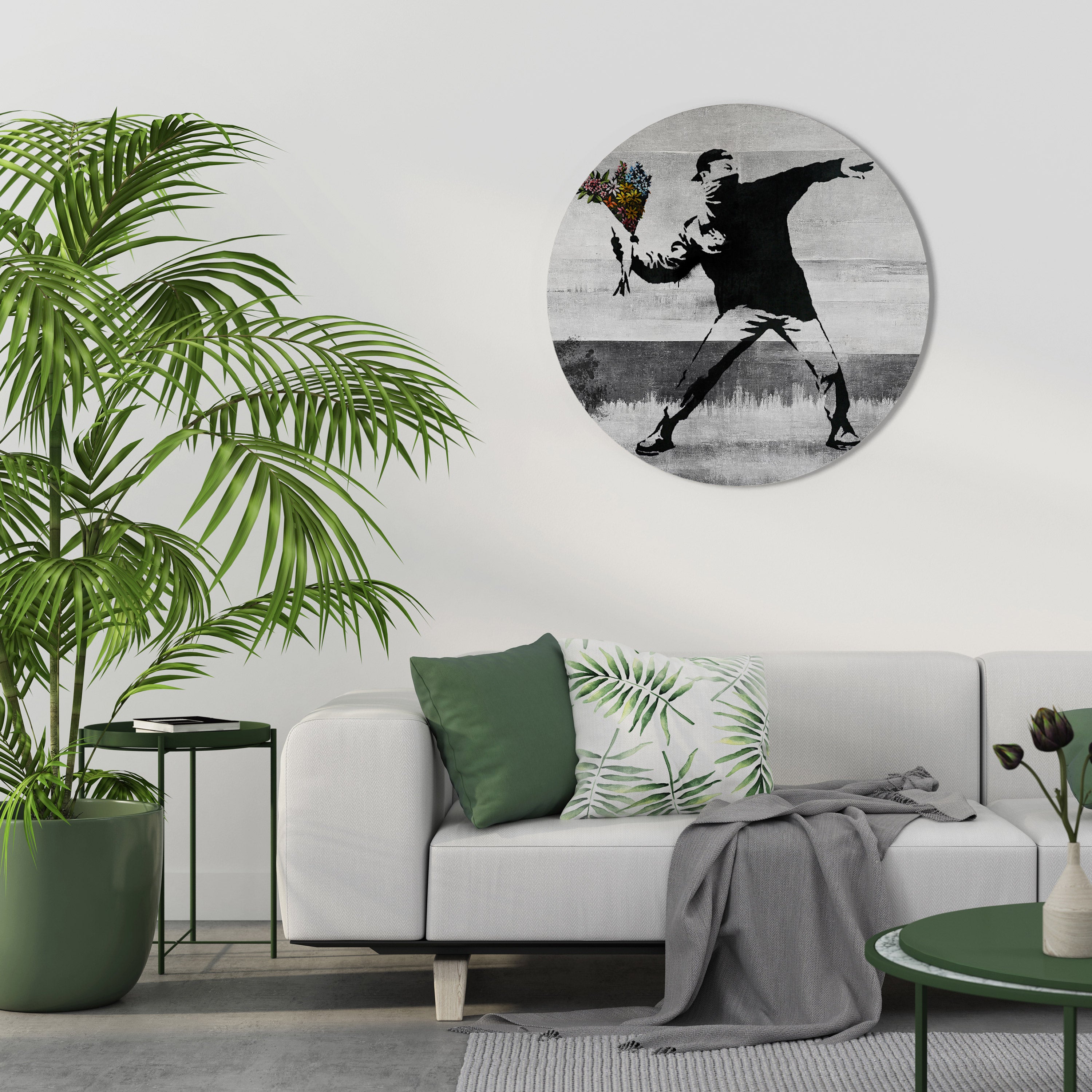 FLOWER BOMBER (BANKSY) Obraz okrągły