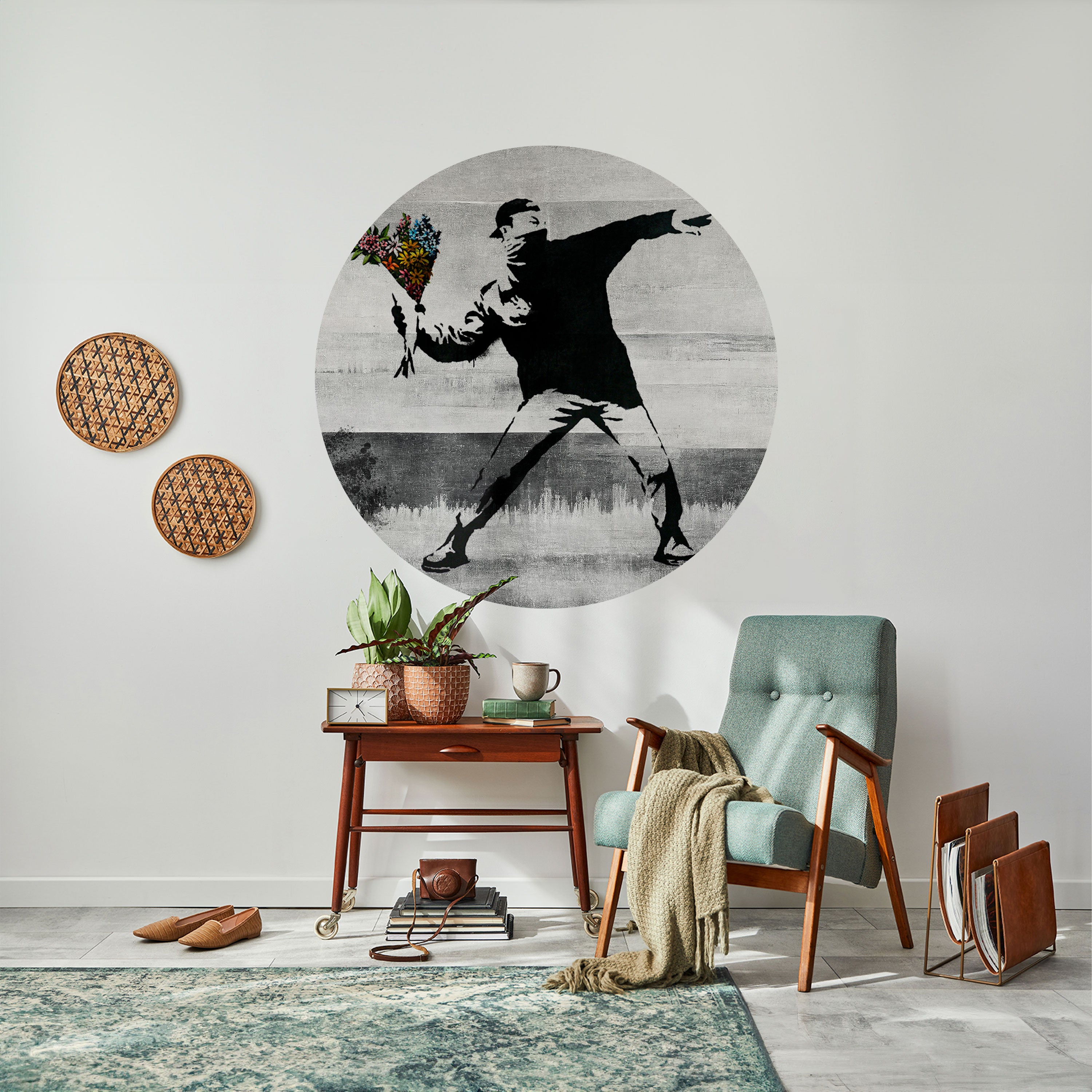 FLOWER BOMBER (BANKSY) Naklejka okrągła