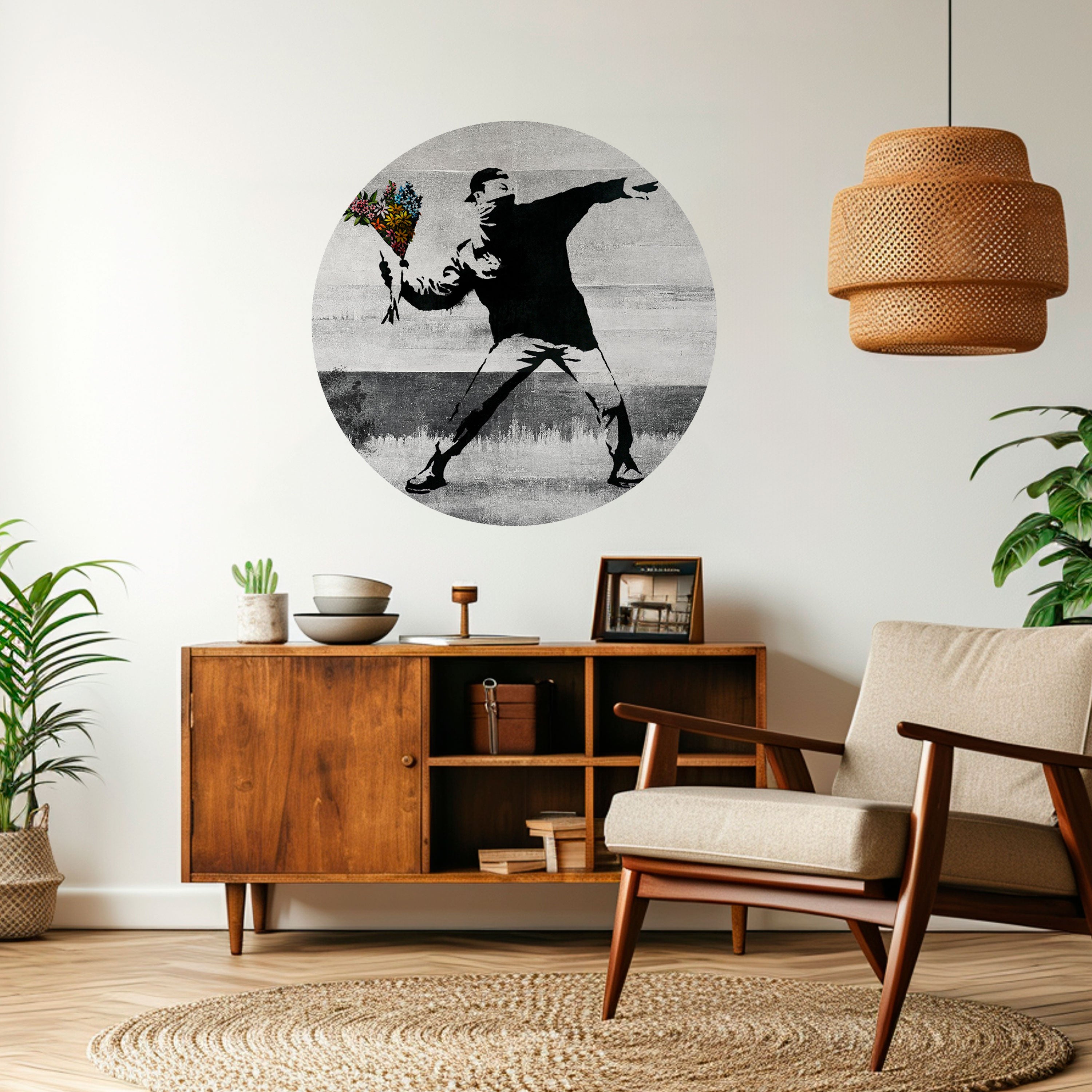 FLOWER BOMBER (BANKSY) Naklejka okrągła