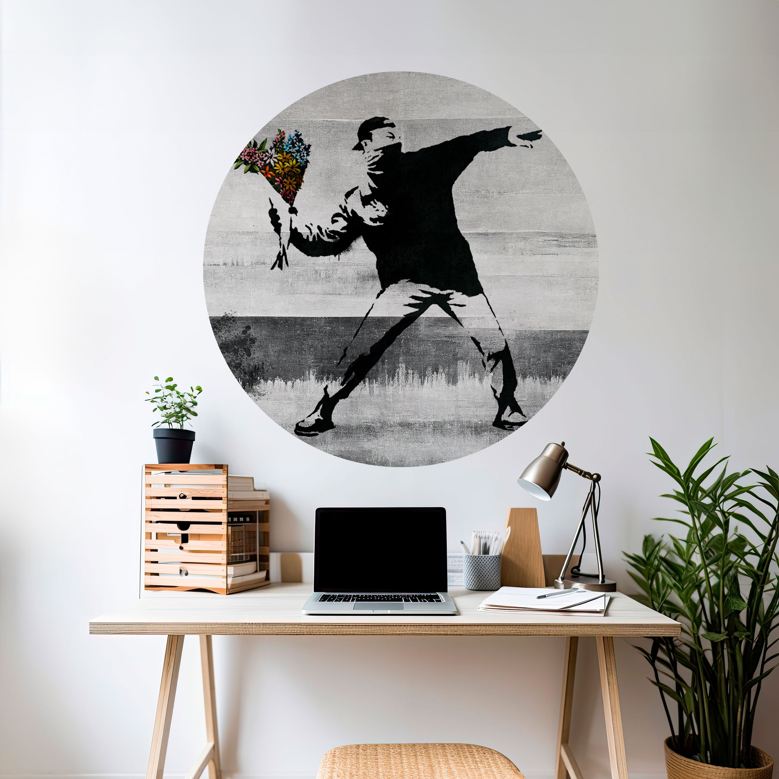 FLOWER BOMBER (BANKSY) Naklejka okrągła