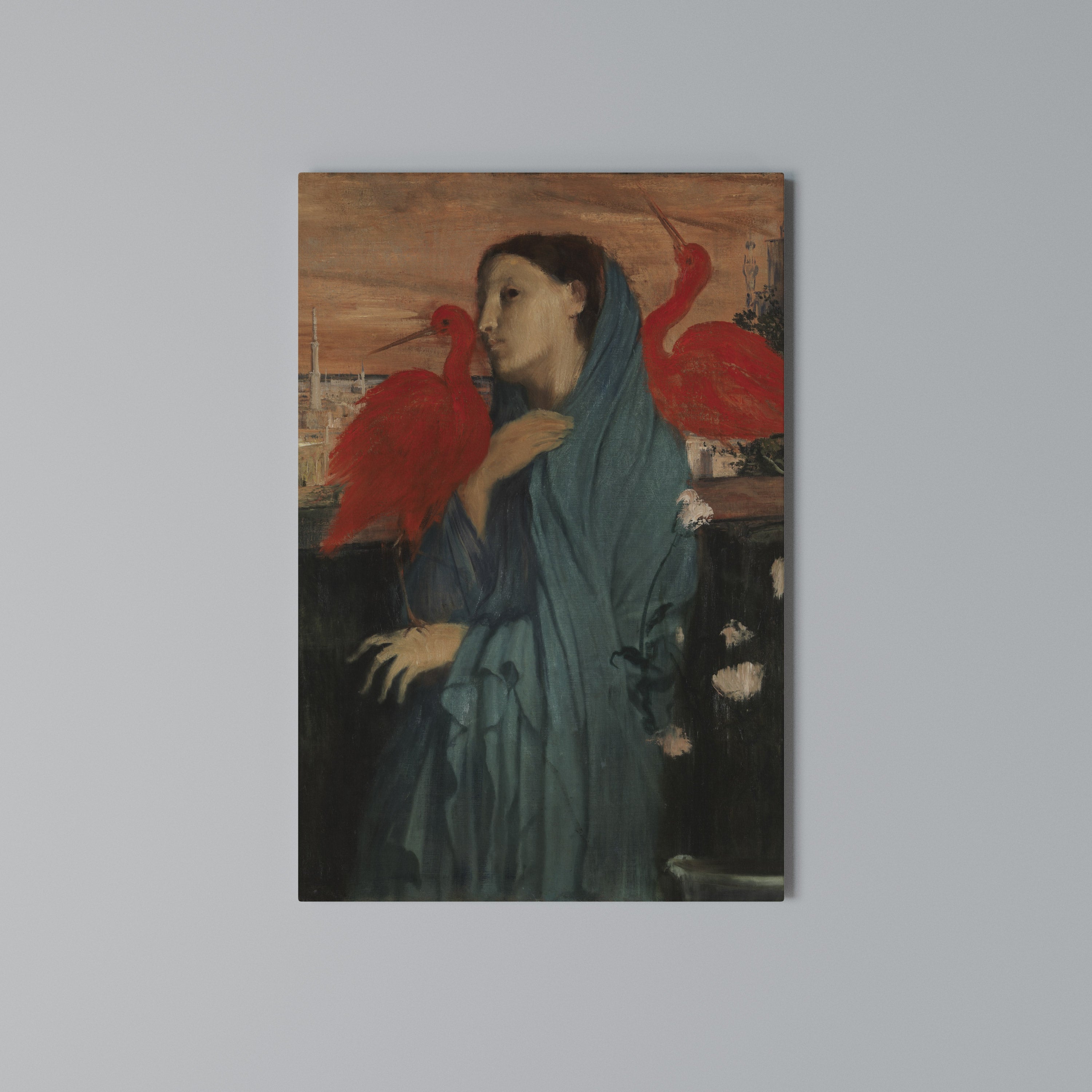 YOUNG WOMAN WITH IBIS Pionowy obraz na płótnie