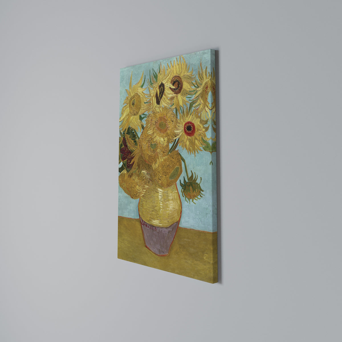 VASE WITH TWELVE SUNFLOWERS Pionowy obraz na płótnie