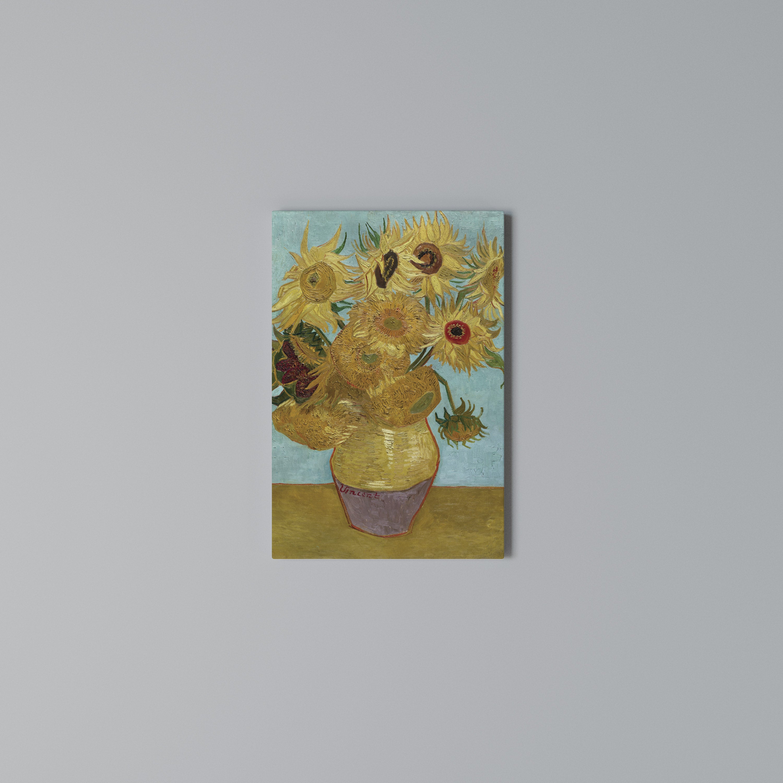 VASE WITH TWELVE SUNFLOWERS Pionowy obraz na płótnie