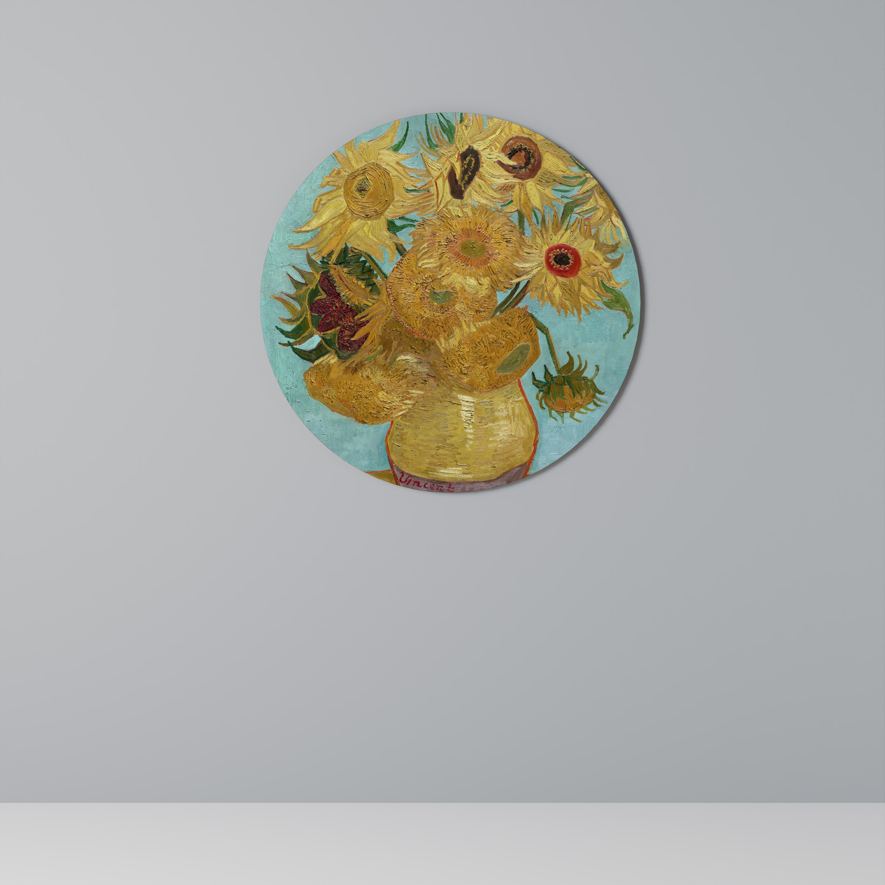 VASE WITH TWELVE SUNFLOWERS Obraz okrągły
