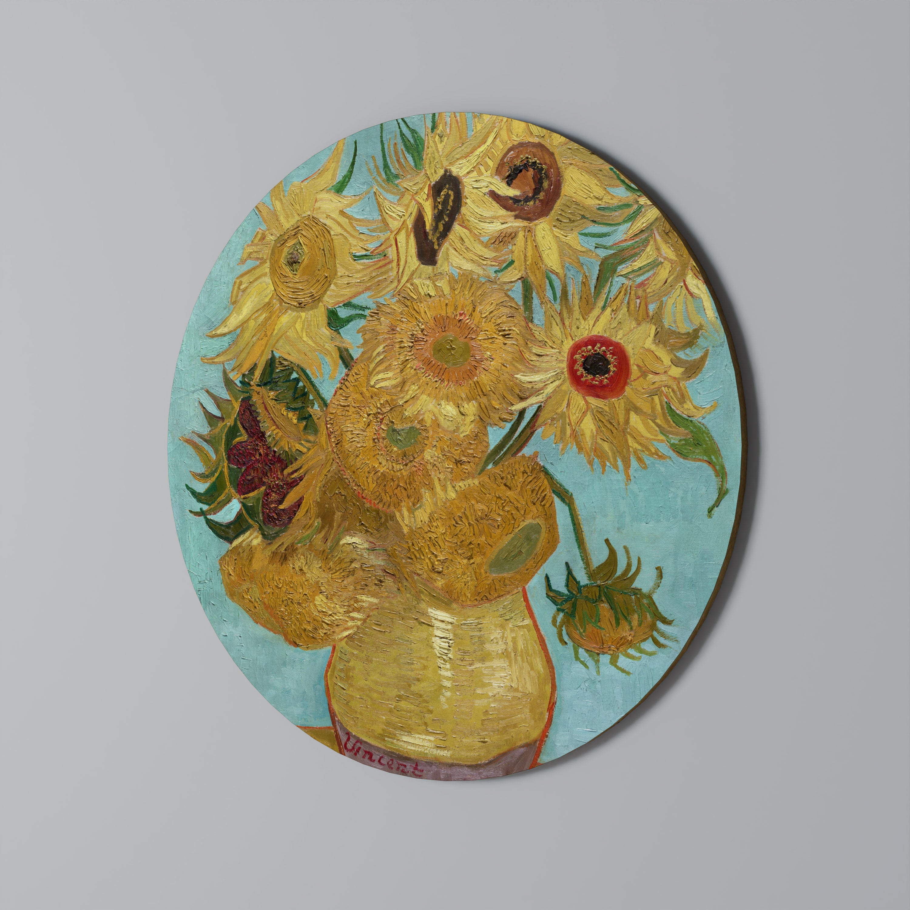VASE WITH TWELVE SUNFLOWERS Obraz okrągły