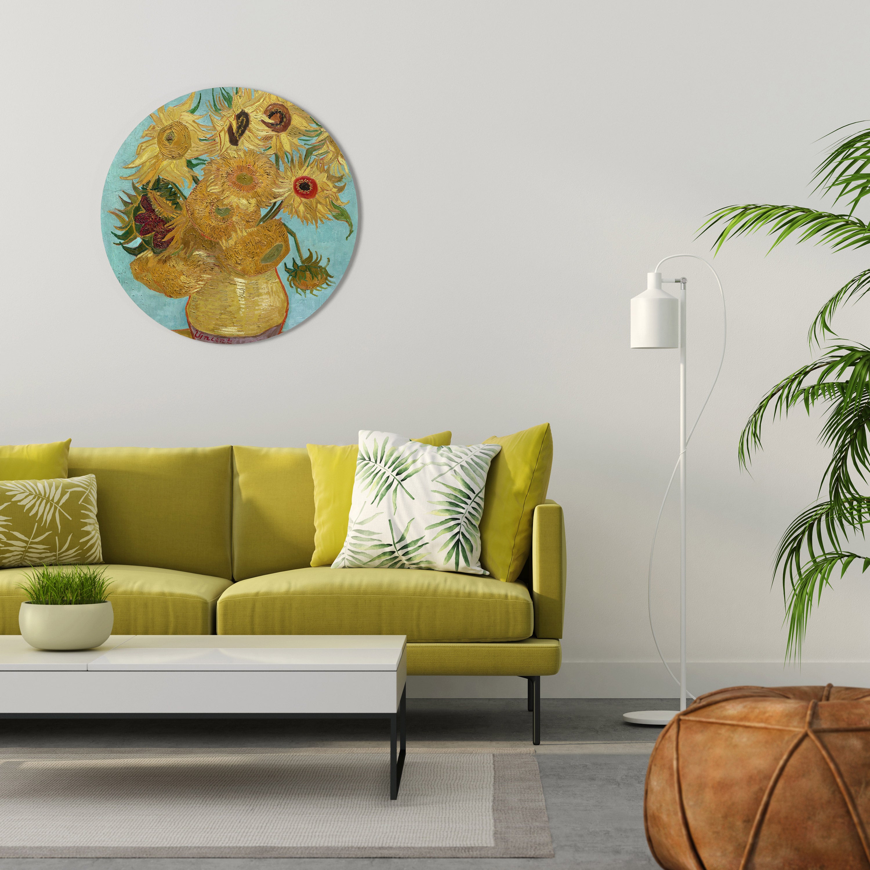 VASE WITH TWELVE SUNFLOWERS Obraz okrągły