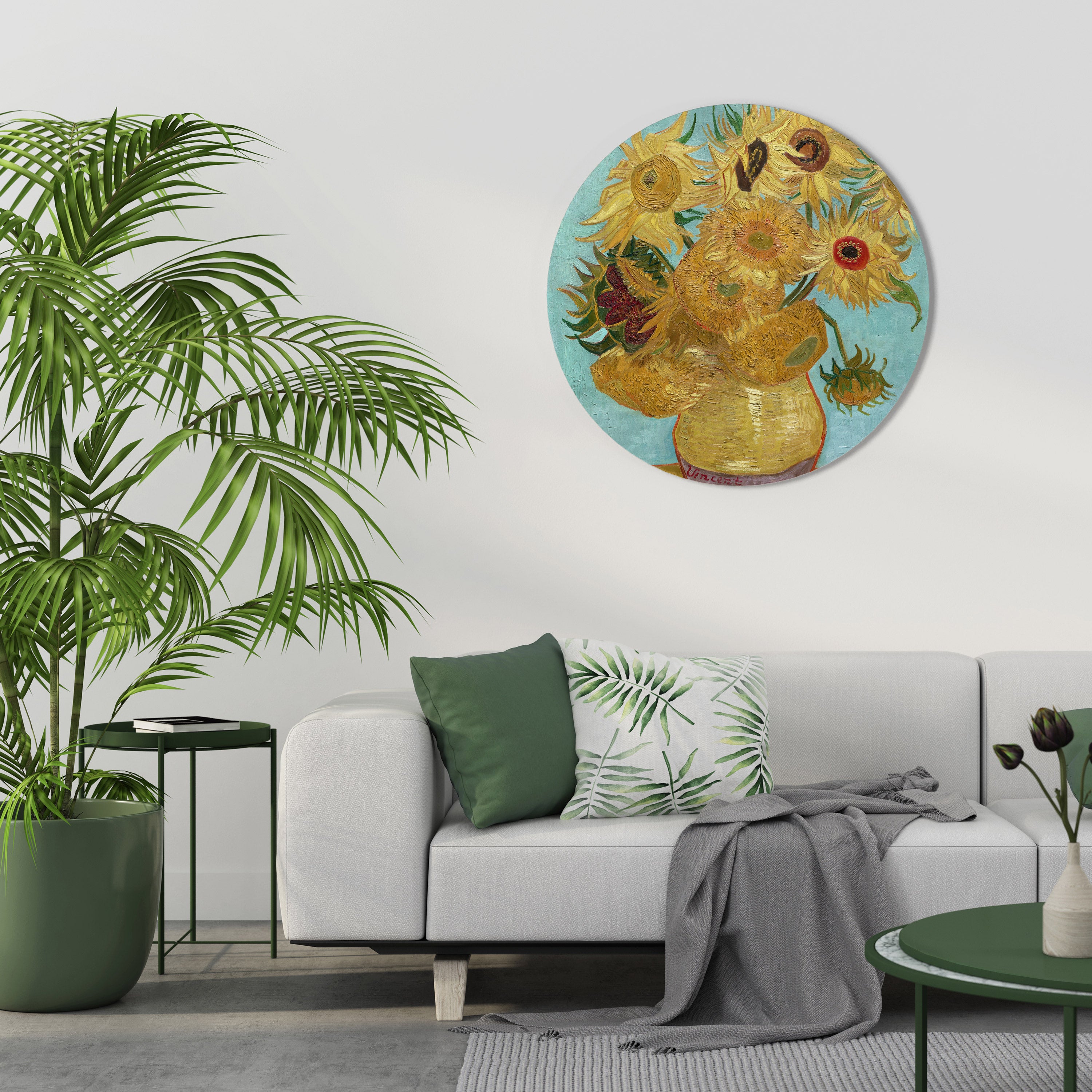 VASE WITH TWELVE SUNFLOWERS Obraz okrągły