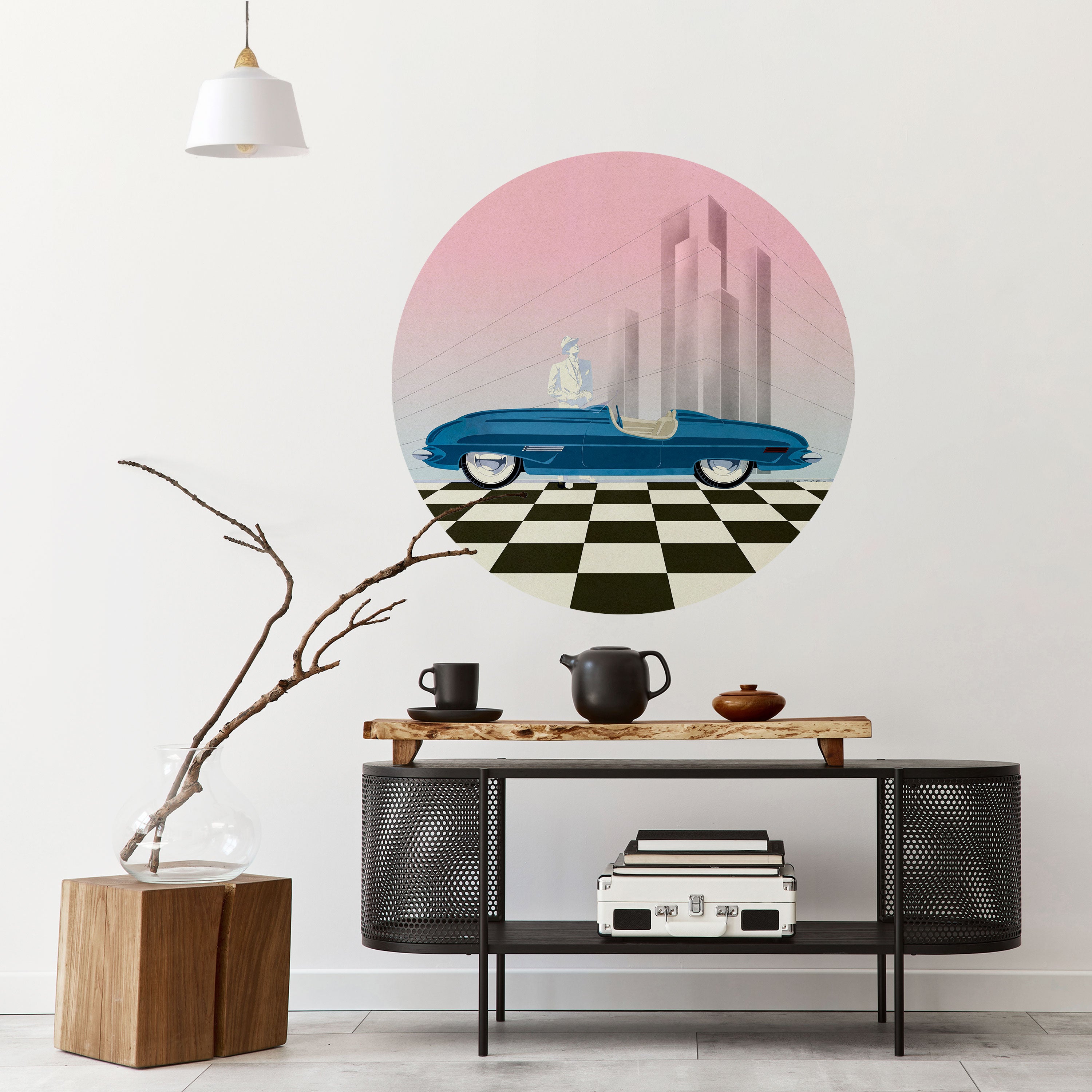 BLUE ROADSTER Naklejka okrągła