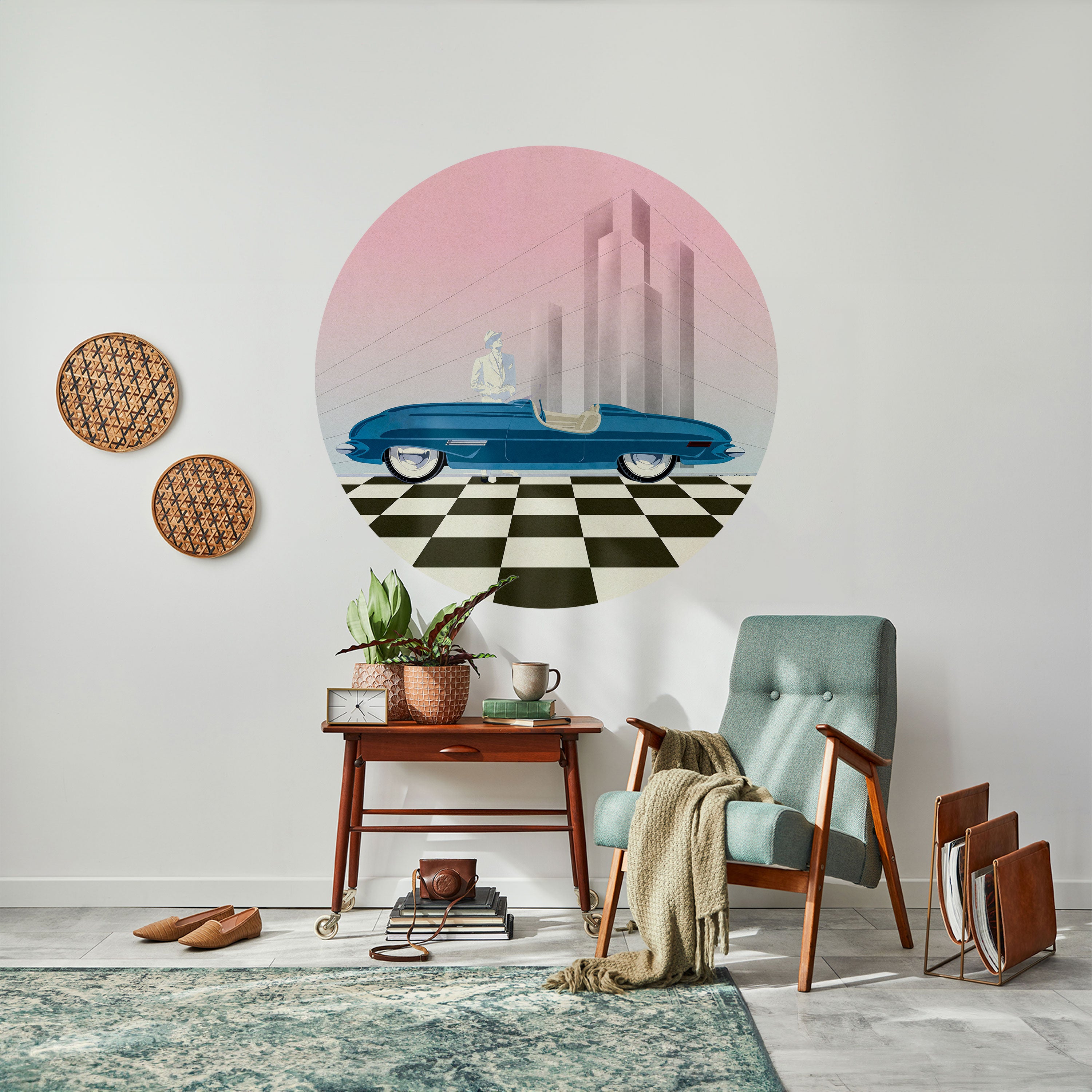 BLUE ROADSTER Naklejka okrągła