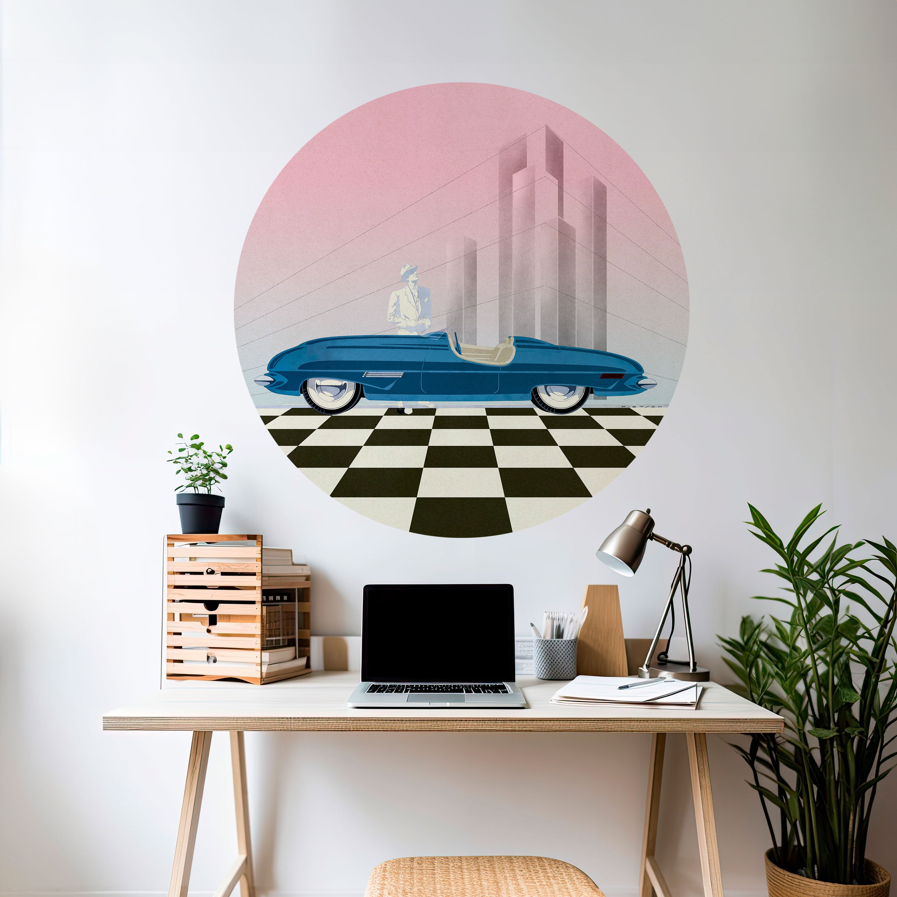 BLUE ROADSTER Naklejka okrągła