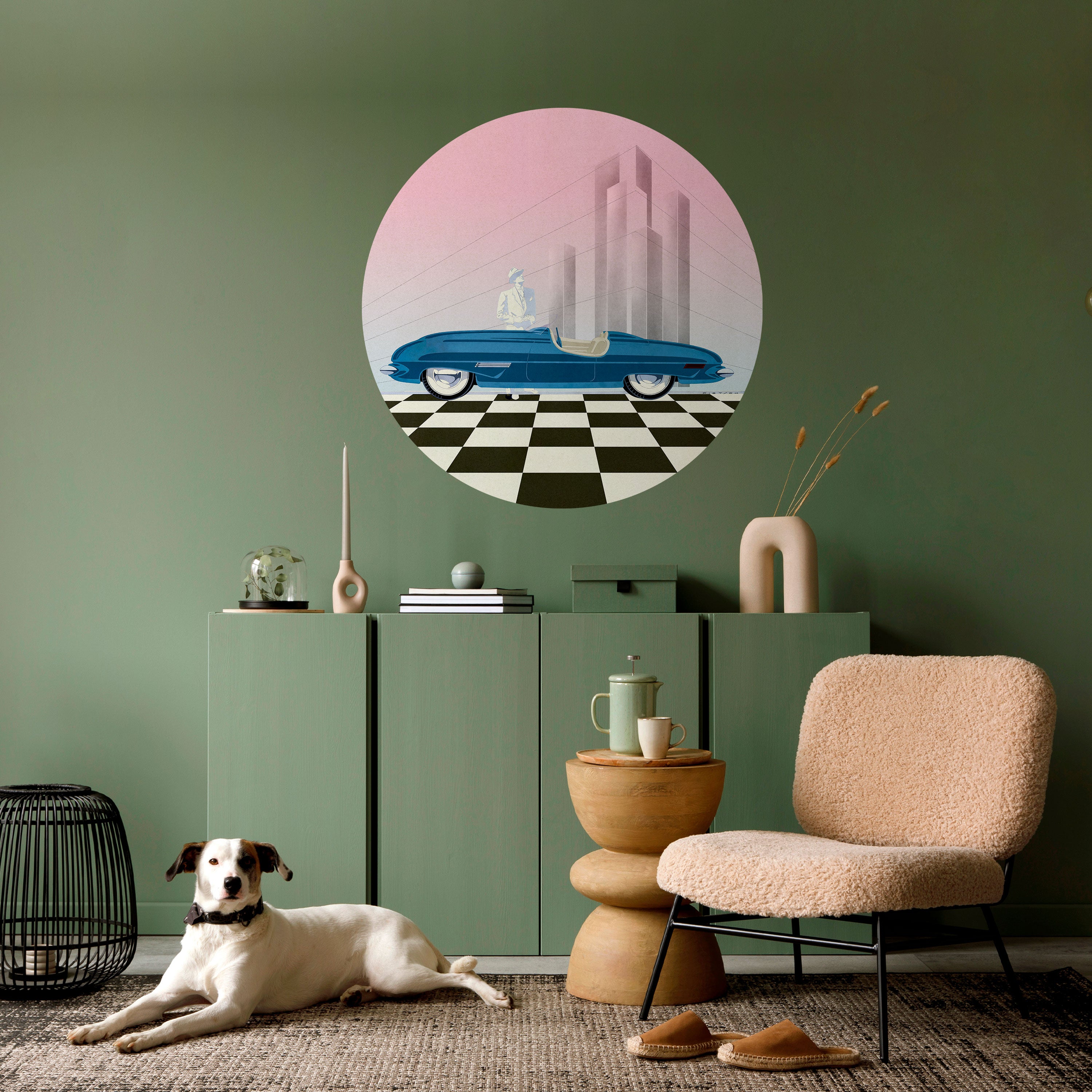 BLUE ROADSTER Naklejka okrągła