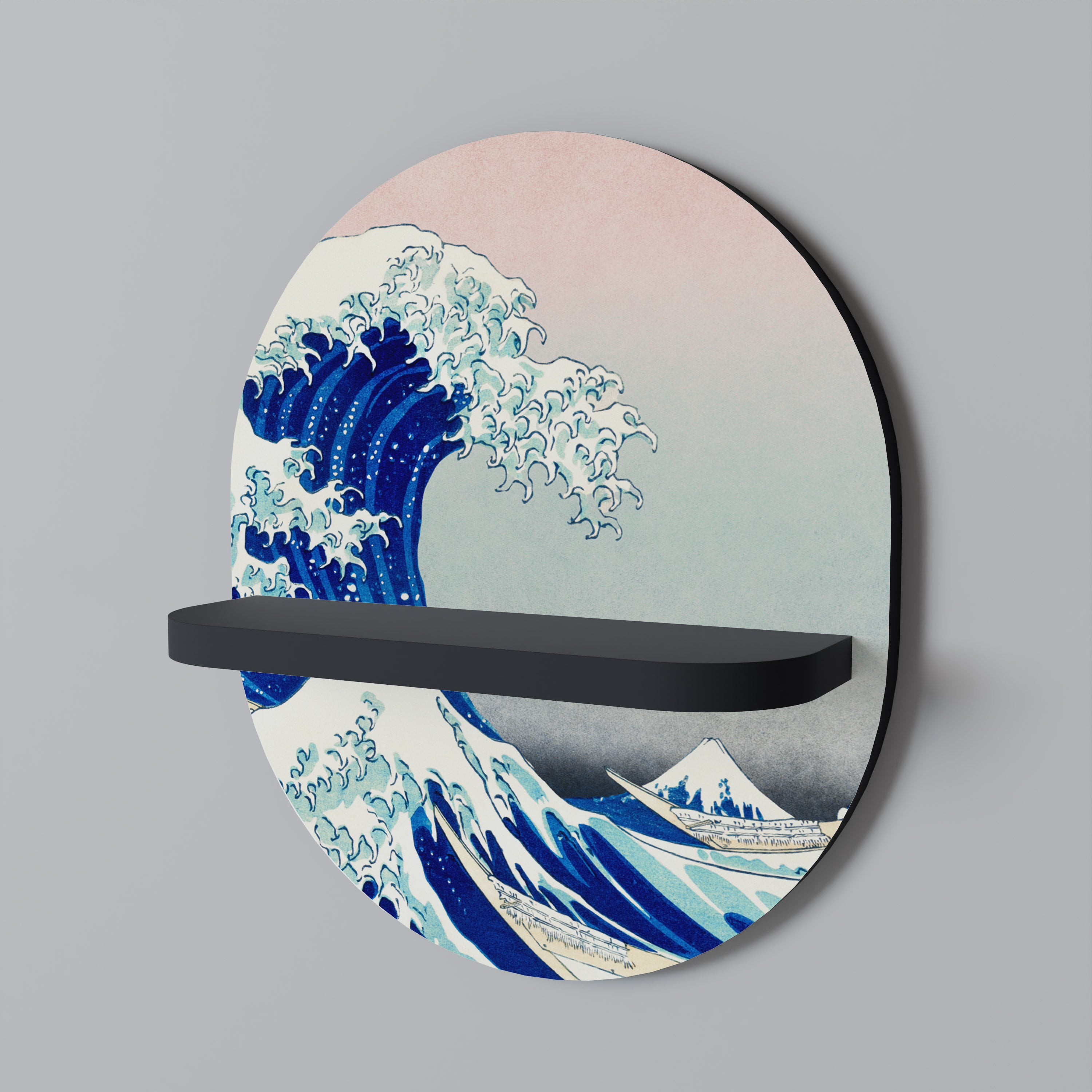 THE GREAT WAVE Półka owalna Czarna