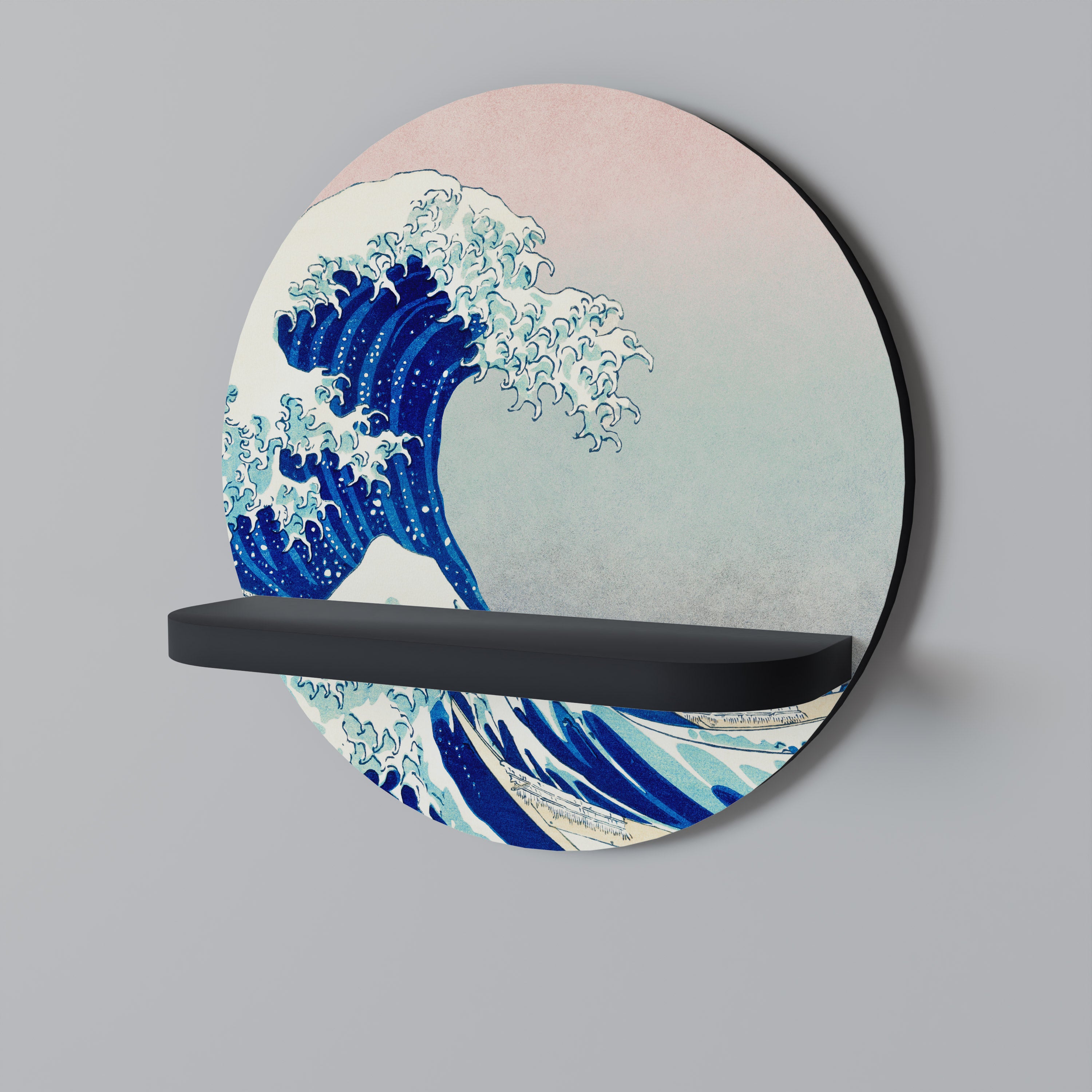 THE GREAT WAVE Półka okrągła Czarna
