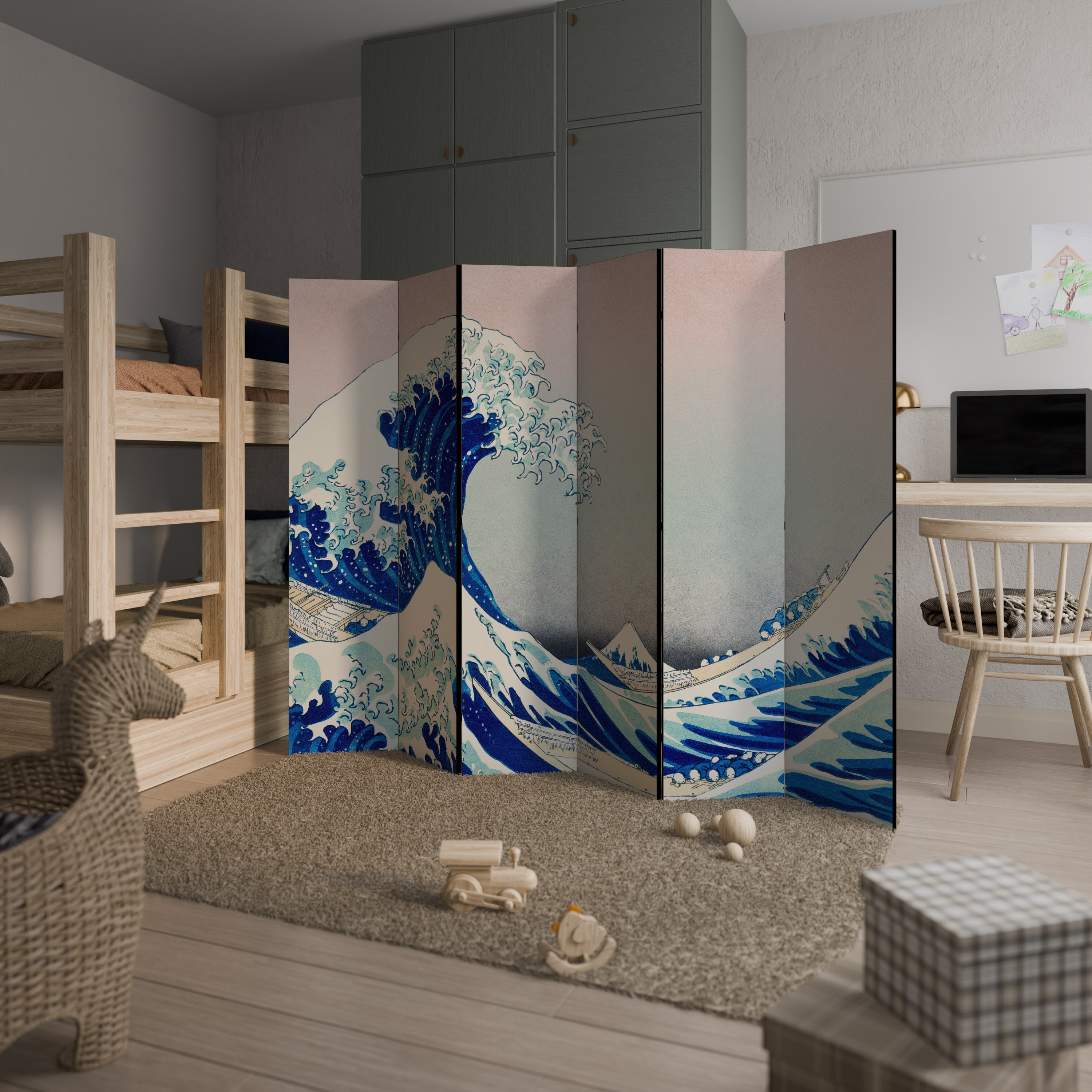 THE GREAT WAVE Dekoracyjny parawan 6-skrzydłowy