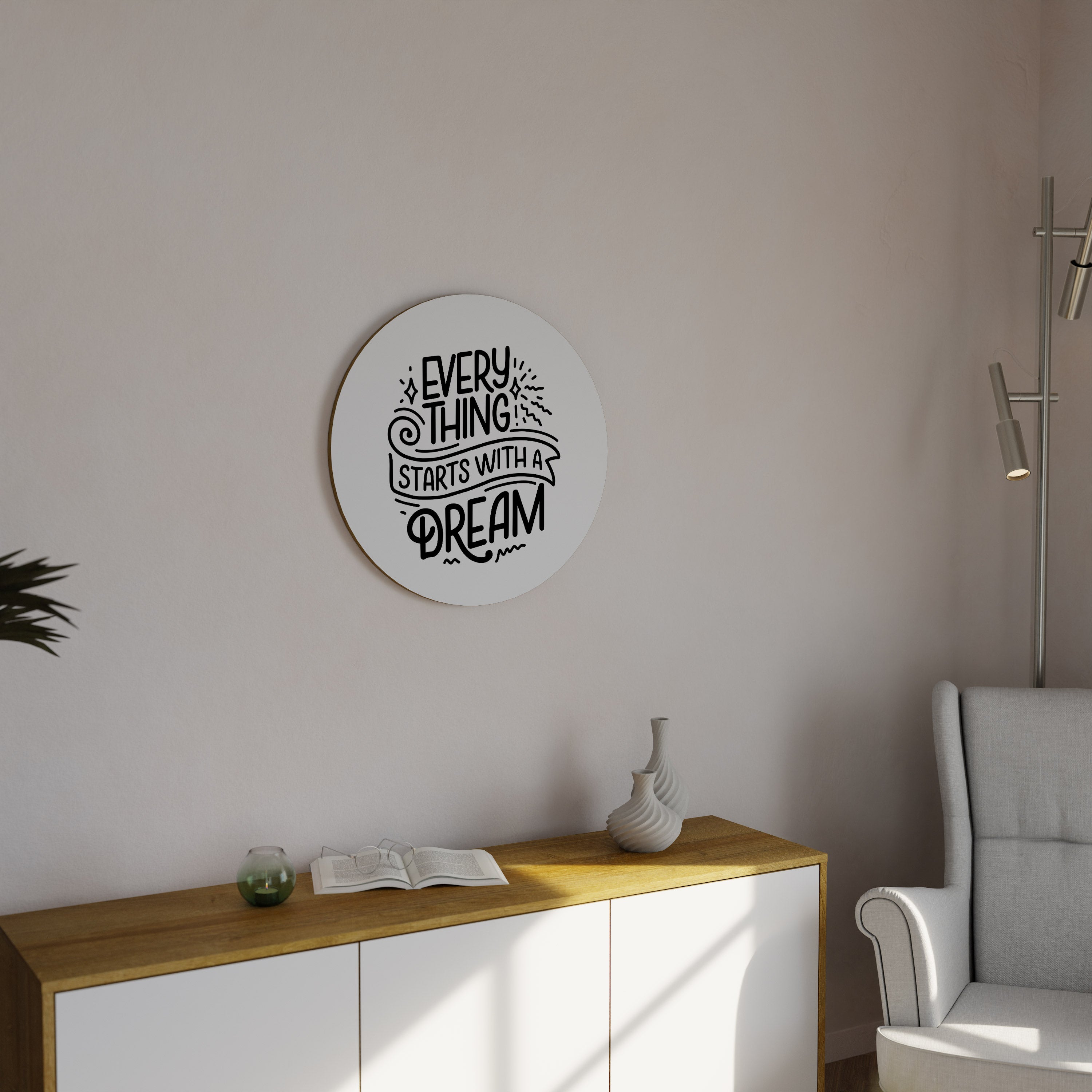 EVERYTHING STARTS WITH A DREAM Obraz okrągły