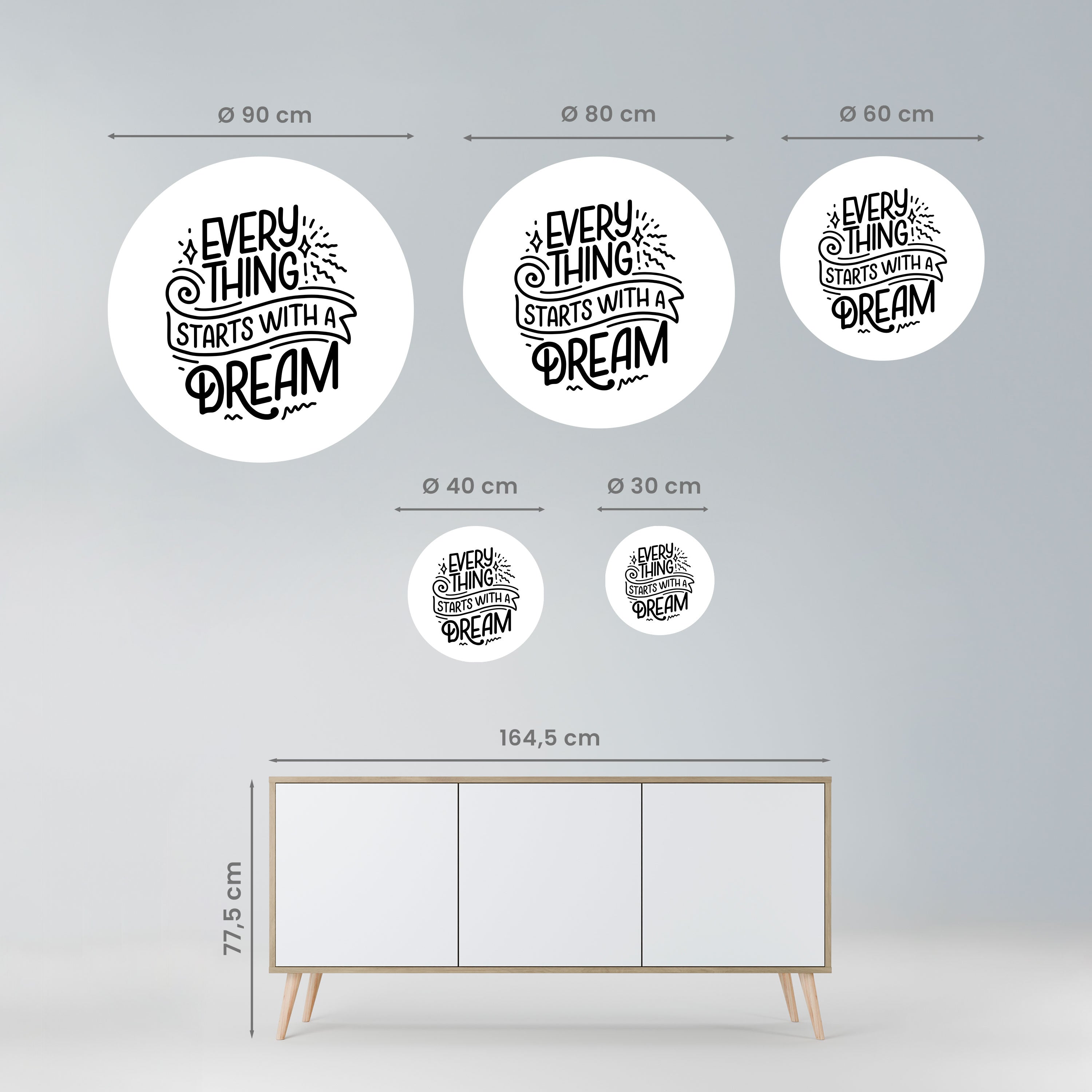 EVERYTHING STARTS WITH A DREAM Naklejka okrągła