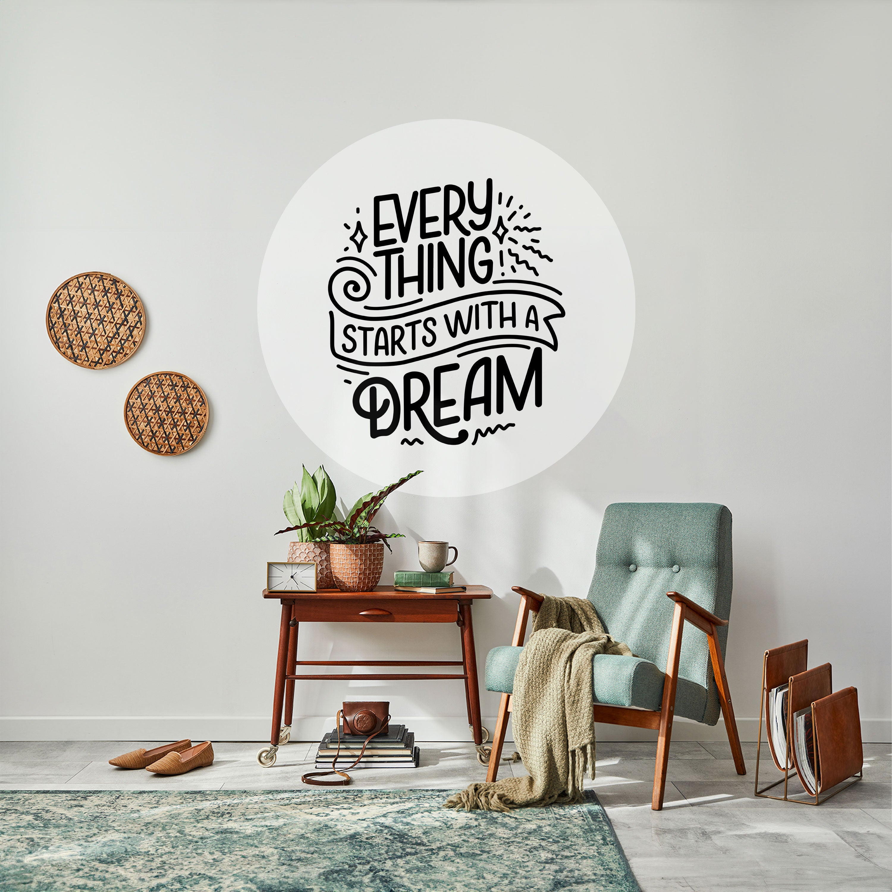 EVERYTHING STARTS WITH A DREAM Naklejka okrągła