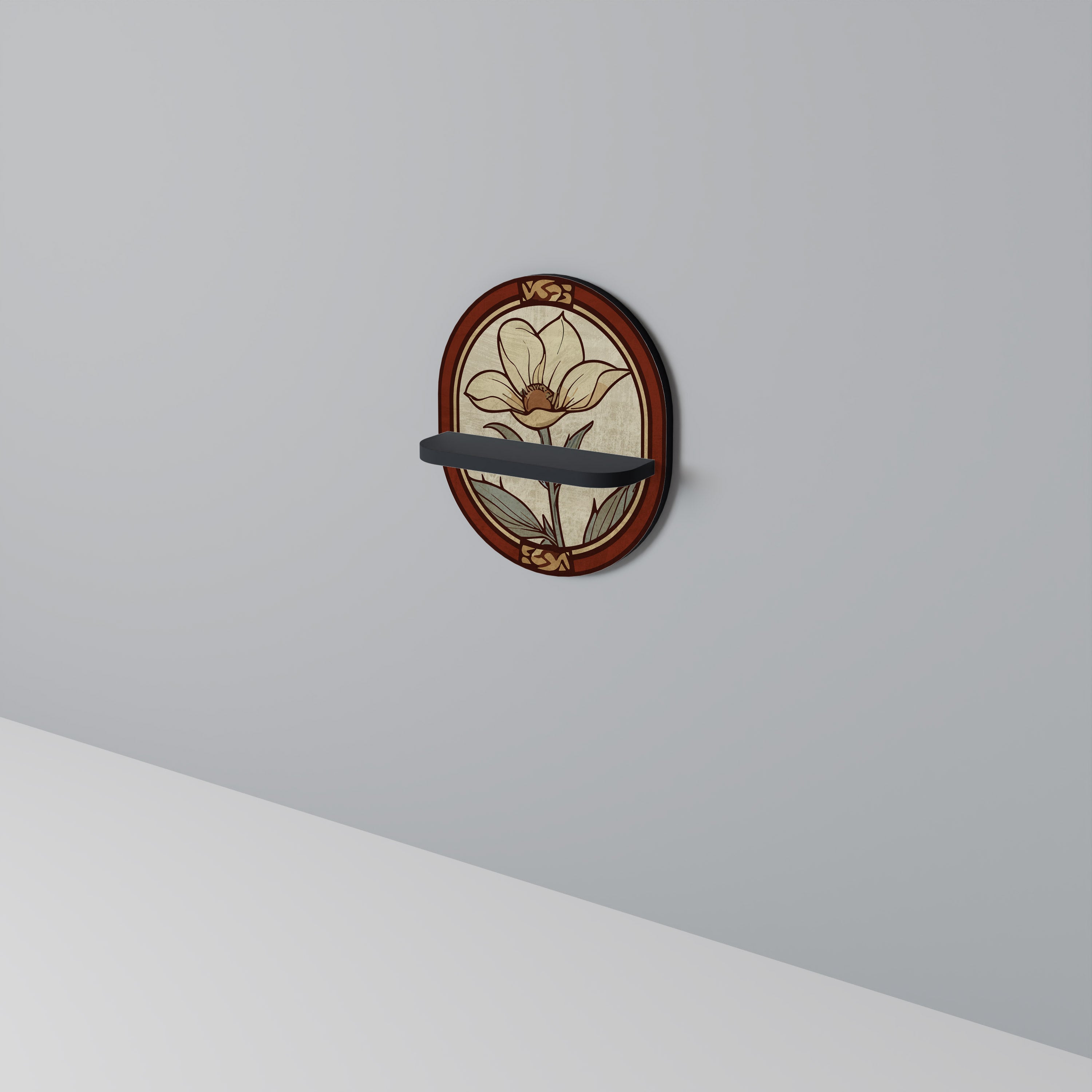 TIMELESS FLORA Półka owalna Czarna