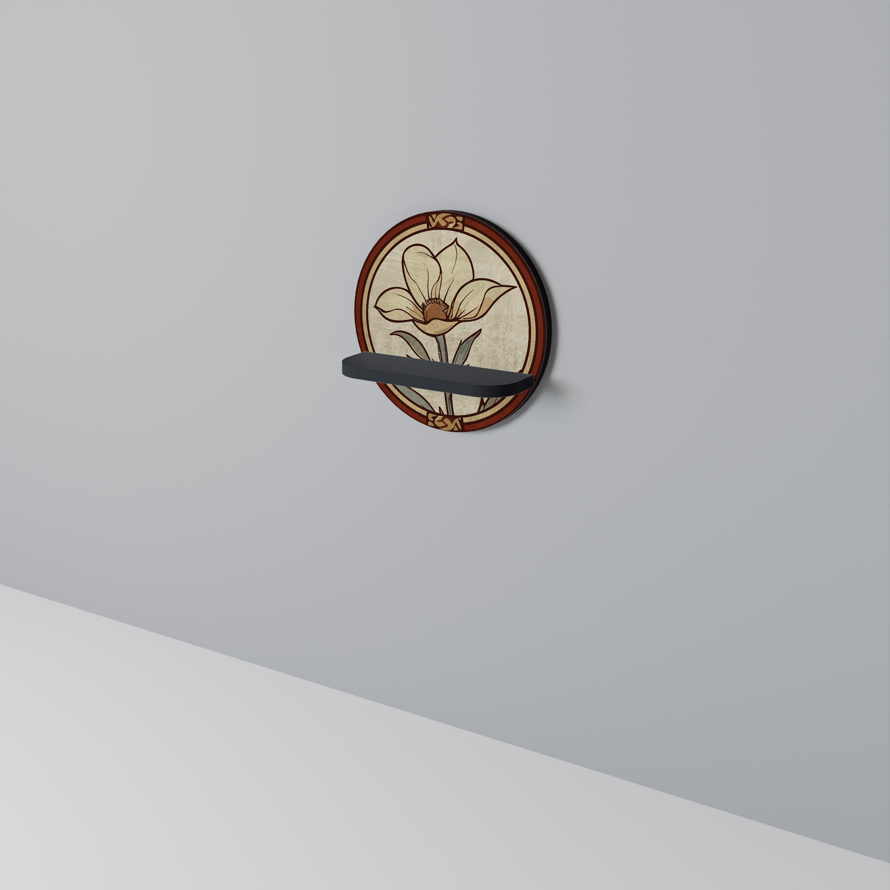 TIMELESS FLORA Półka okrągła Czarna