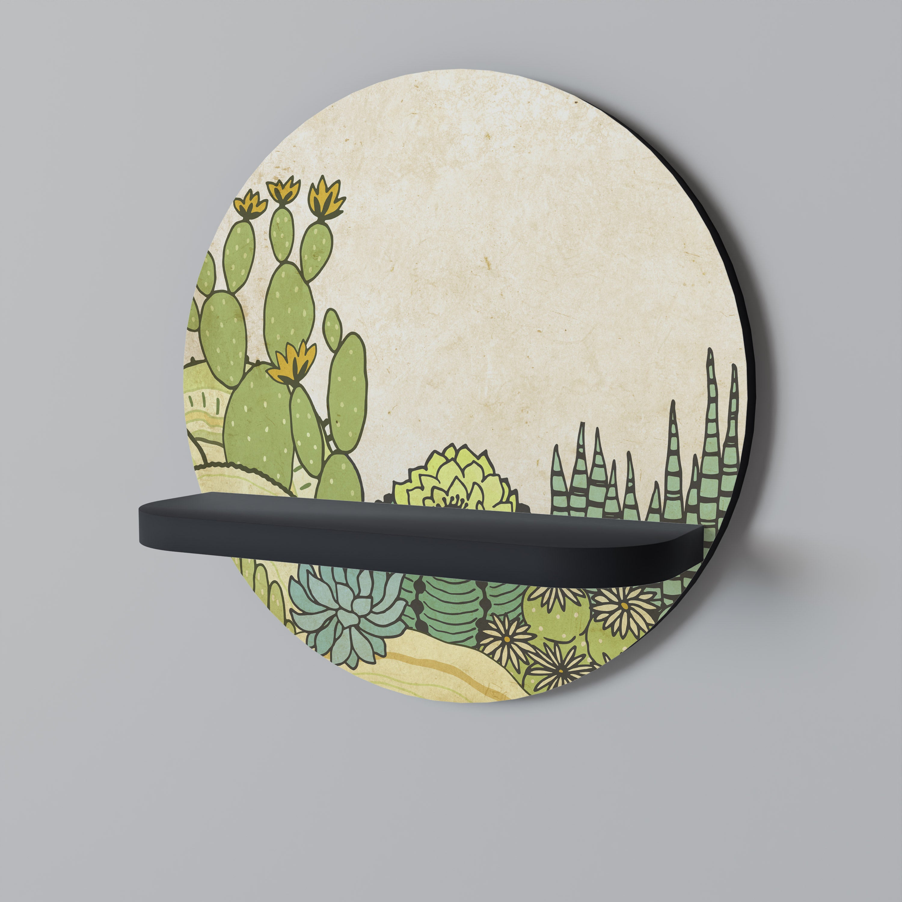 SUCCULENTS KALEIDOSCOPE Półka okrągła Czarna