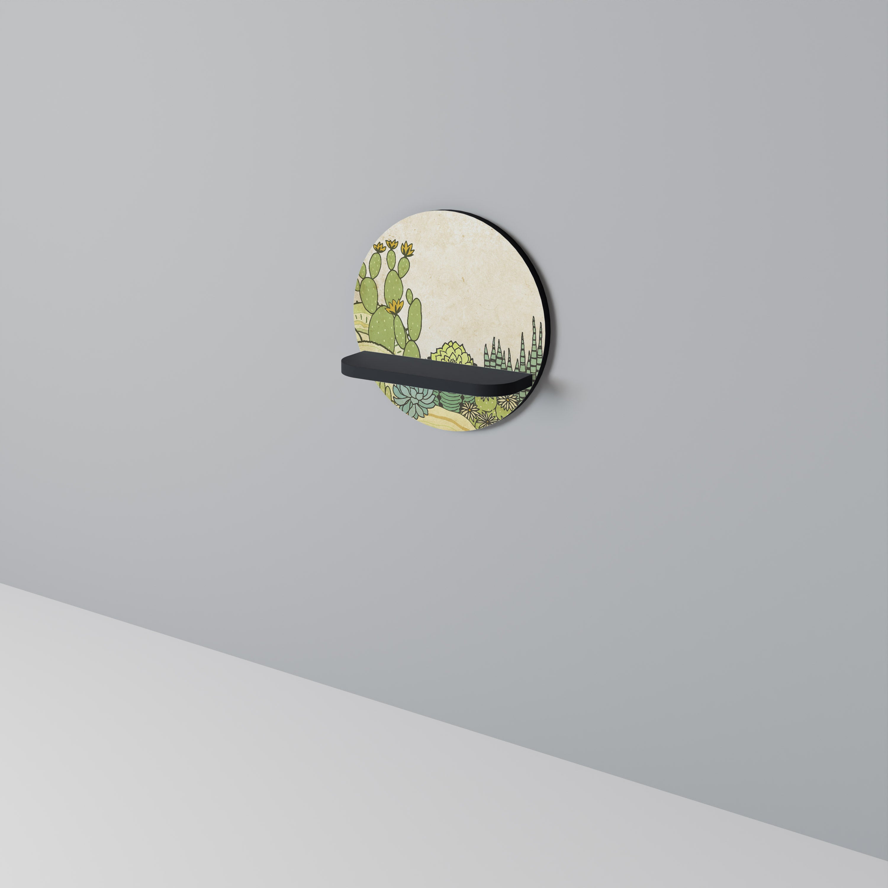 SUCCULENTS KALEIDOSCOPE Półka okrągła Czarna