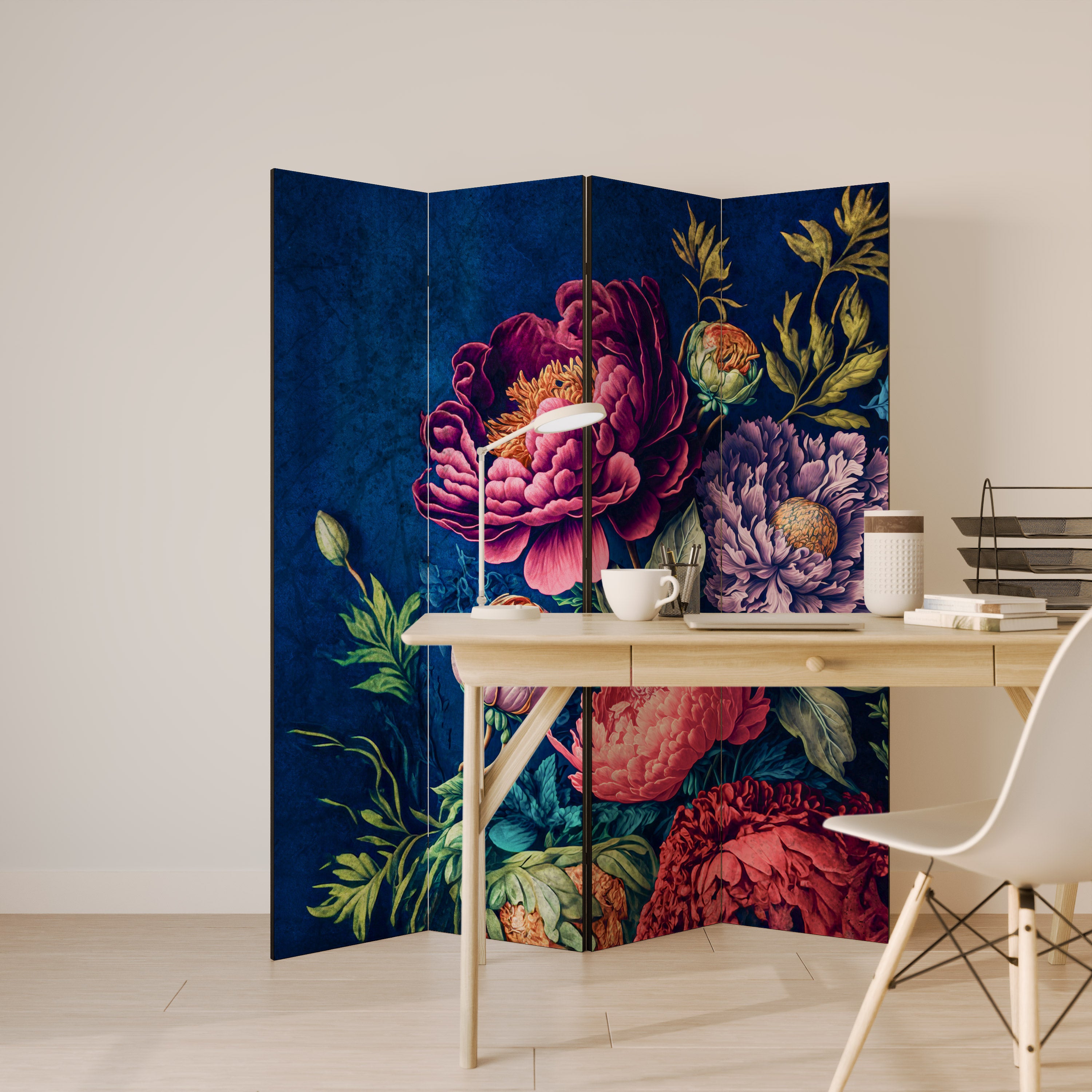 BLOOMING ELEGANCE Dekoracyjny parawan 4-skrzydłowy