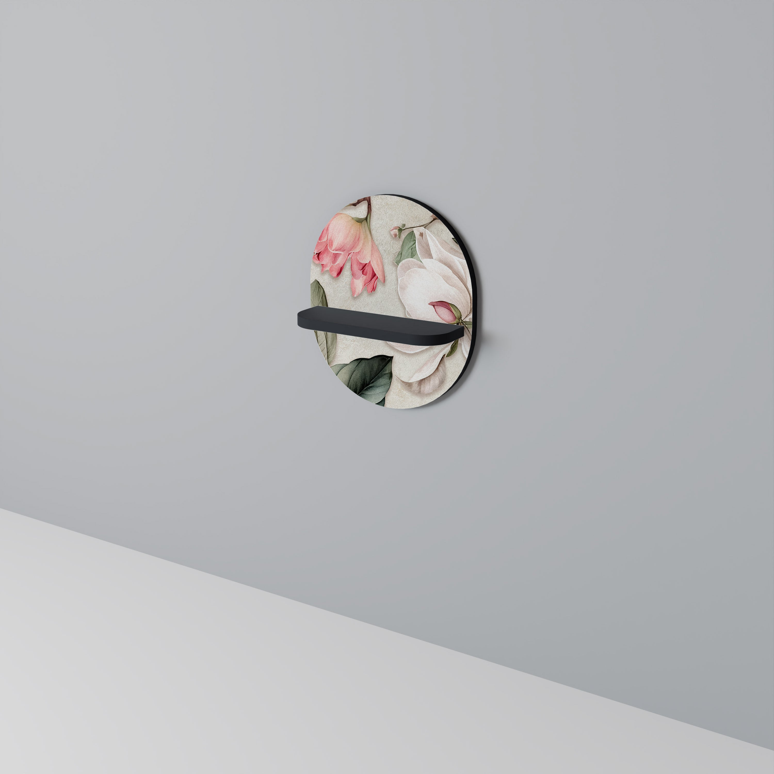 FLORAL GRACE Półka owalna Czarna